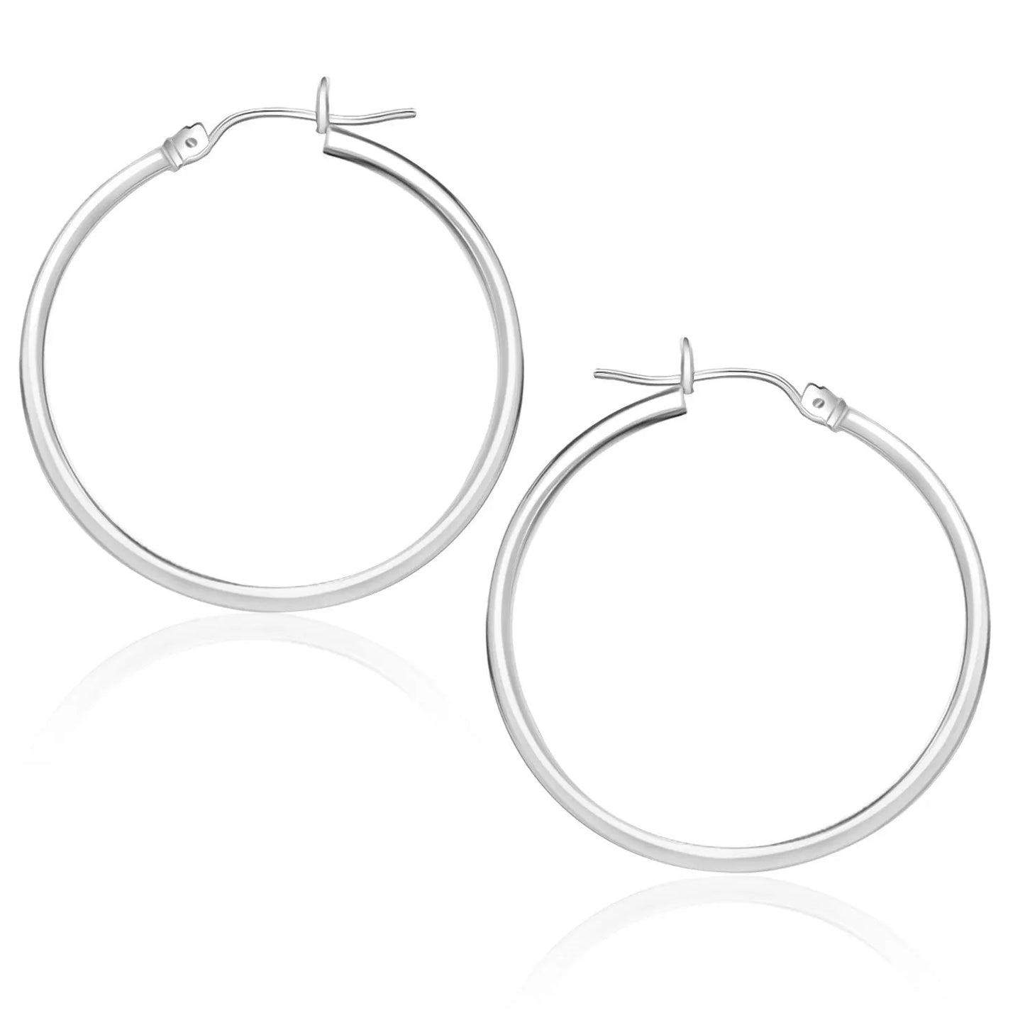 10k White Gold Polished Hoop Earrings (1.5x25 mm) RCJ Earrings CELESTIA LUXE JEWELLERS