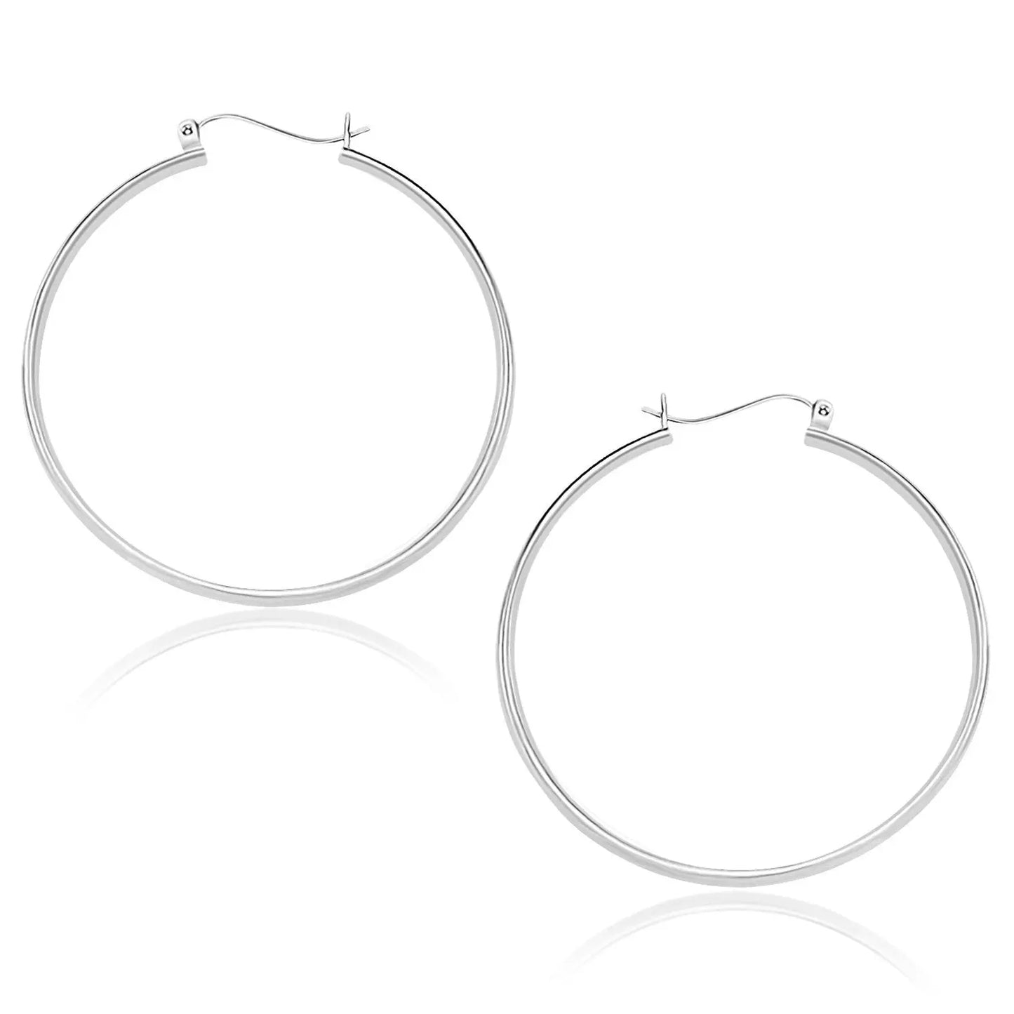 10k White Gold Polished Hoop Earrings (1.5x40mm) RCJ Earrings CELESTIA LUXE JEWELLERS