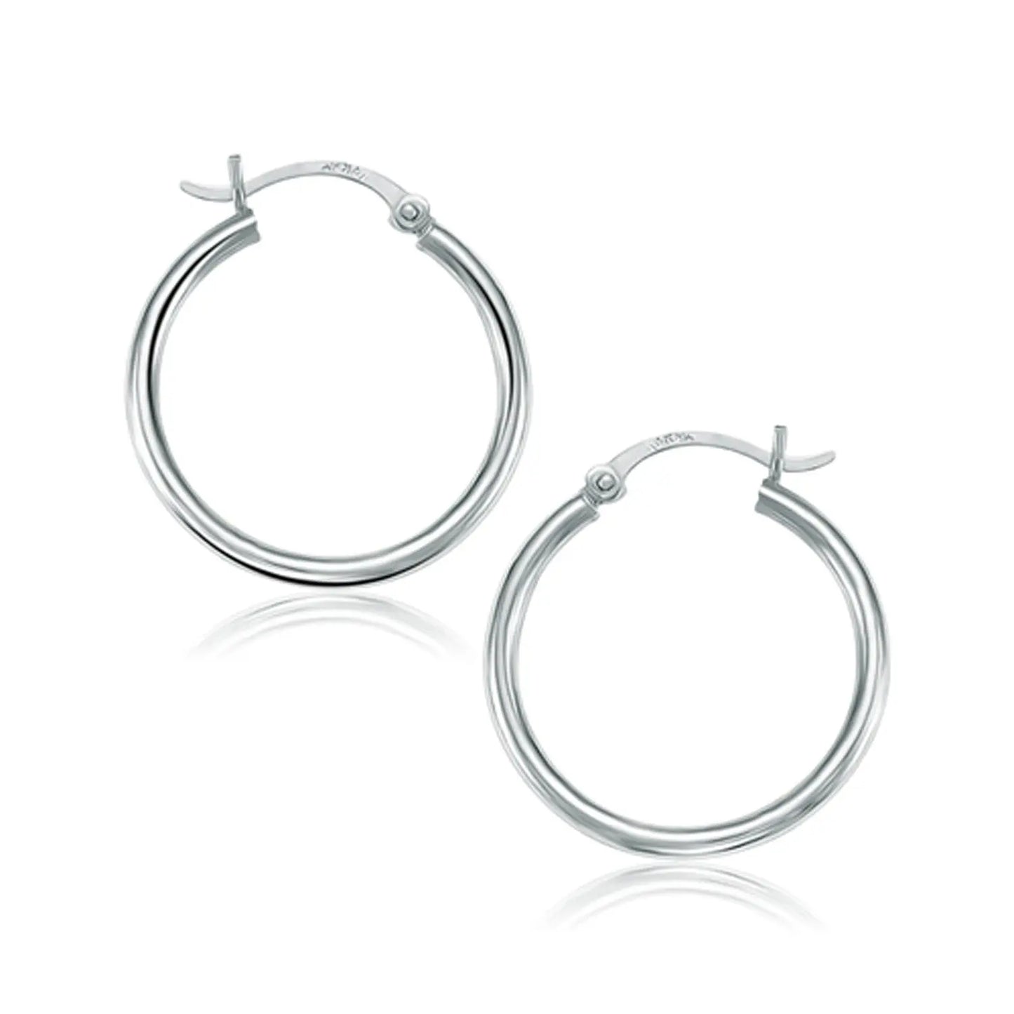 10k White Gold Polished Hoop Earrings (2x25mm) RCJ Earrings CELESTIA LUXE JEWELLERS