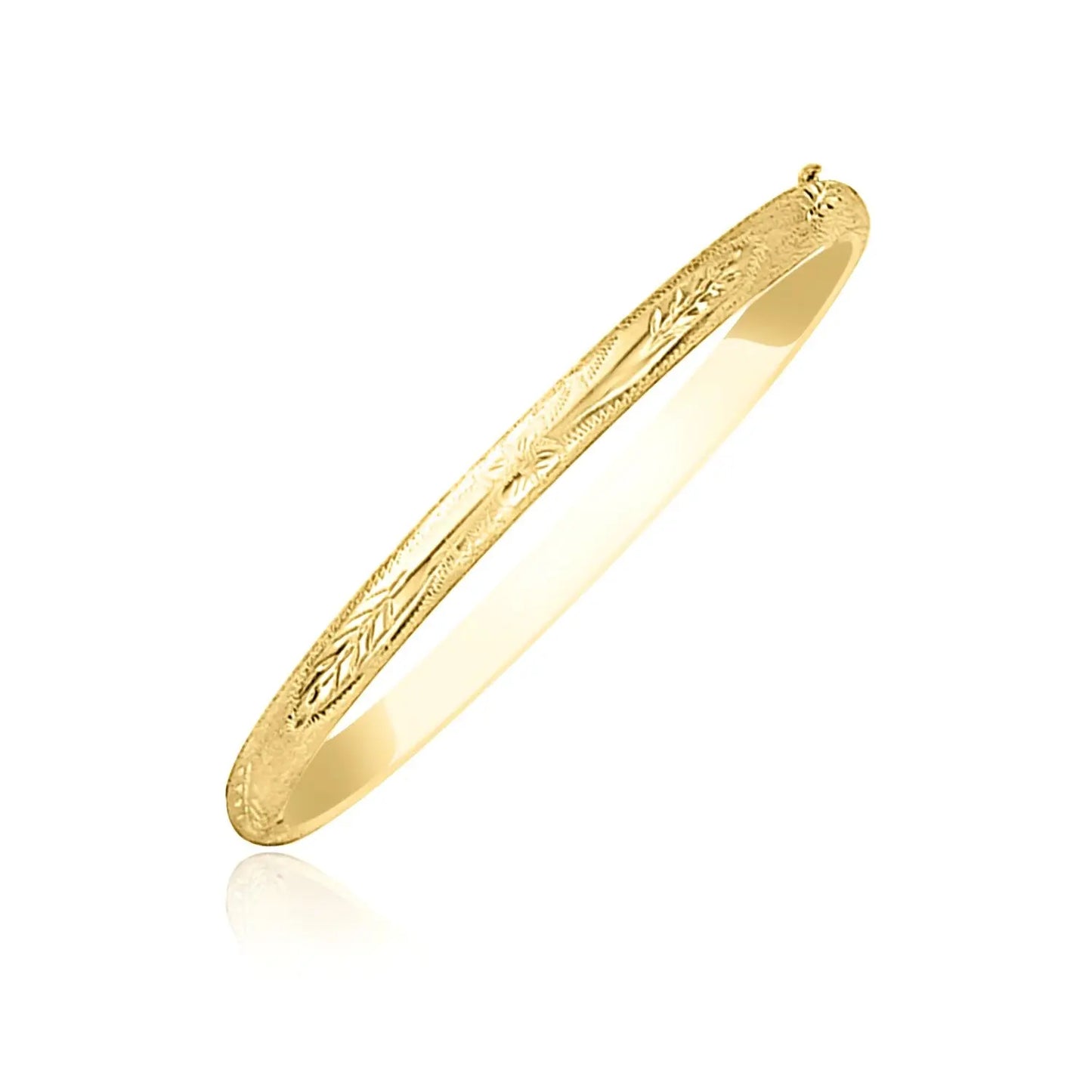 10k Yellow Gold Botanical Pattern Florentine Bangle (5.00 mm) RCJ Bangles CELESTIA LUXE JEWELLERS