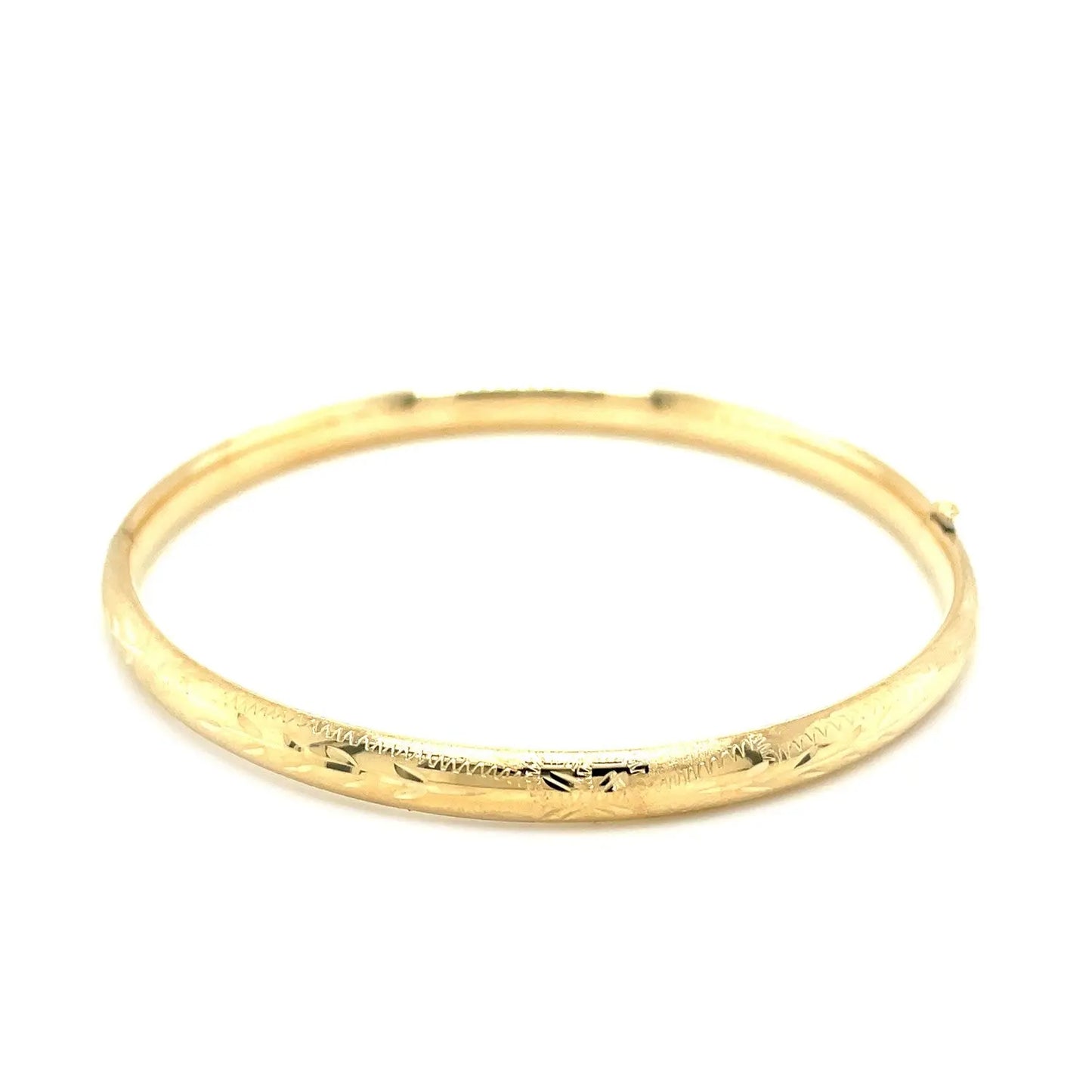 10k Yellow Gold Botanical Pattern Florentine Bangle (5.00 mm) RCJ Bangles CELESTIA LUXE JEWELLERS