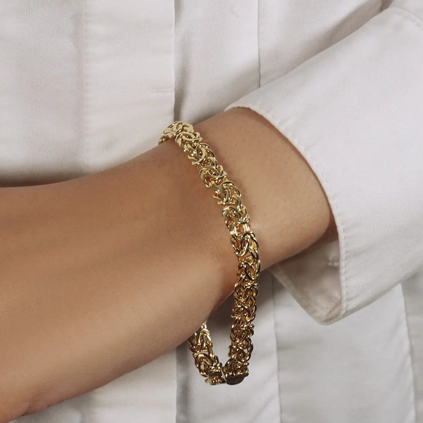 10k Yellow Gold Byzantine Design Chain Bracelet (7.00 mm) RCJ Bracelets CELESTIA LUXE JEWELLERS