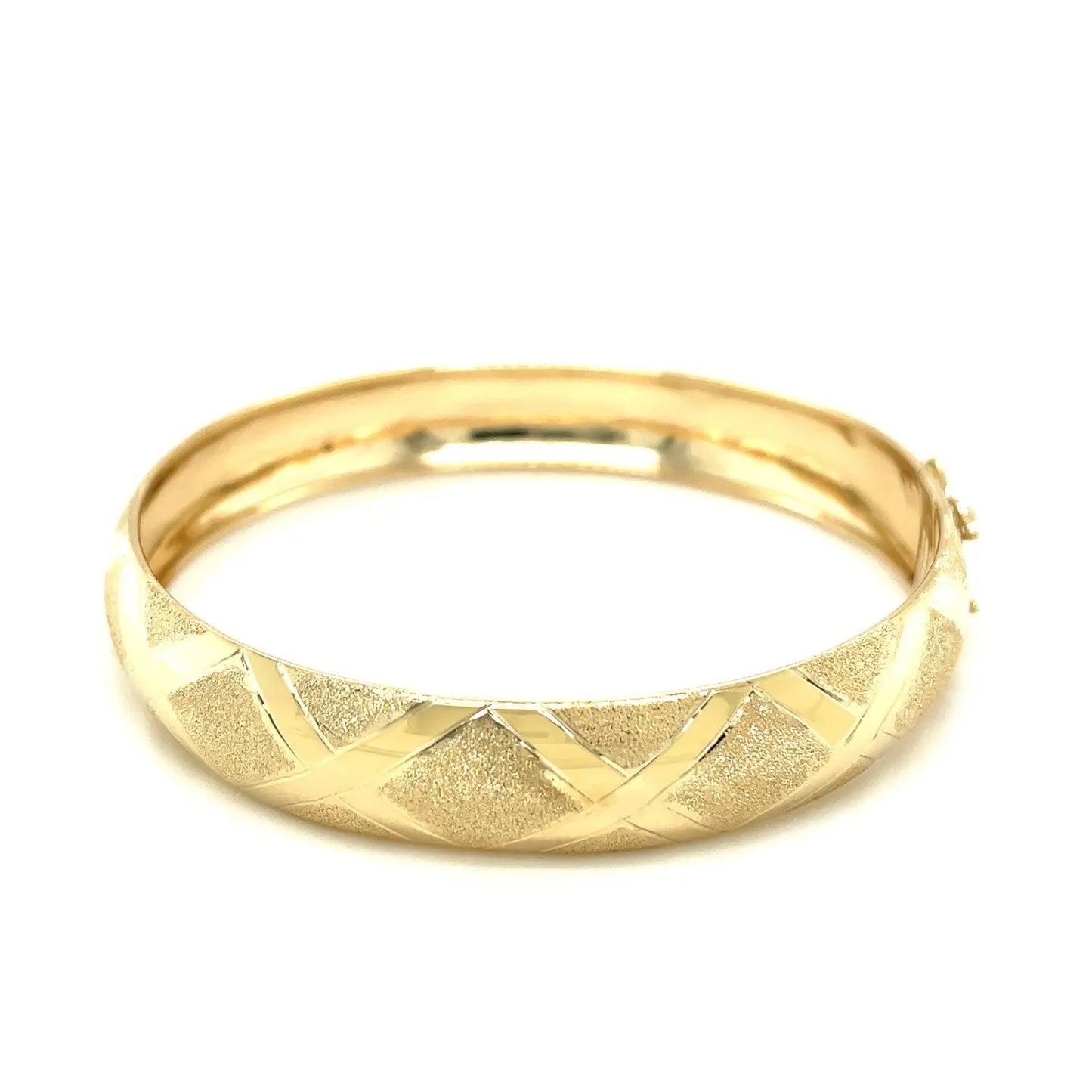 10k Yellow Gold Dual-Textured Diamond Pattern Bangle (12.00 mm) RCJ Bangles CELESTIA LUXE JEWELLERS