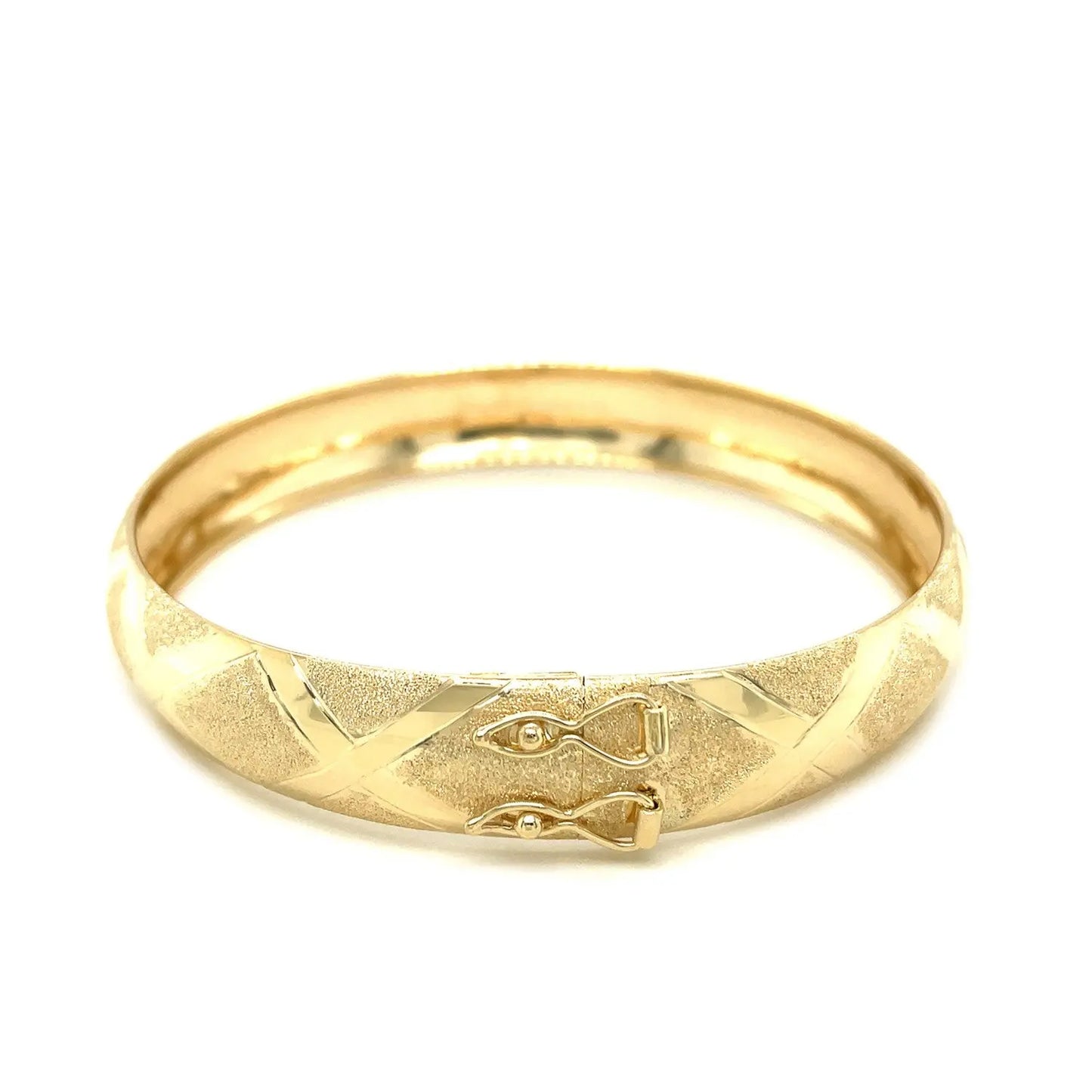 10k Yellow Gold Dual-Textured Diamond Pattern Bangle (12.00 mm) RCJ Bangles CELESTIA LUXE JEWELLERS