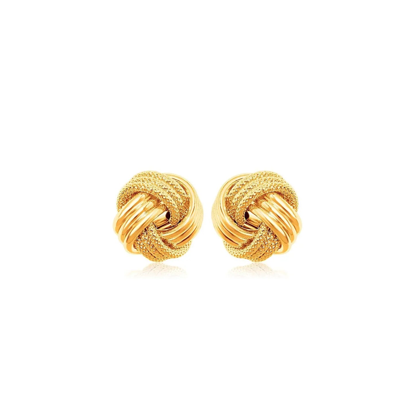 10k Yellow Gold Love Knot with Ridge Texture Earrings RCJ Earrings CELESTIA LUXE JEWELLERS