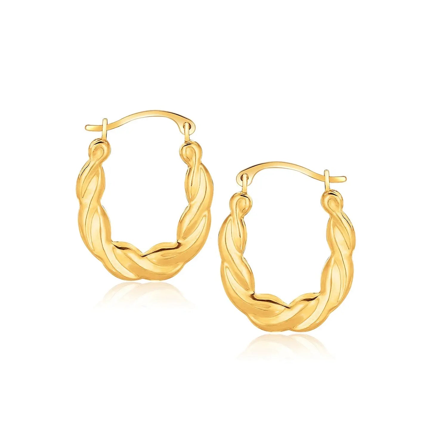 10k Yellow Gold Oval Twist Hoop Earrings RCJ Earrings CELESTIA LUXE JEWELLERS