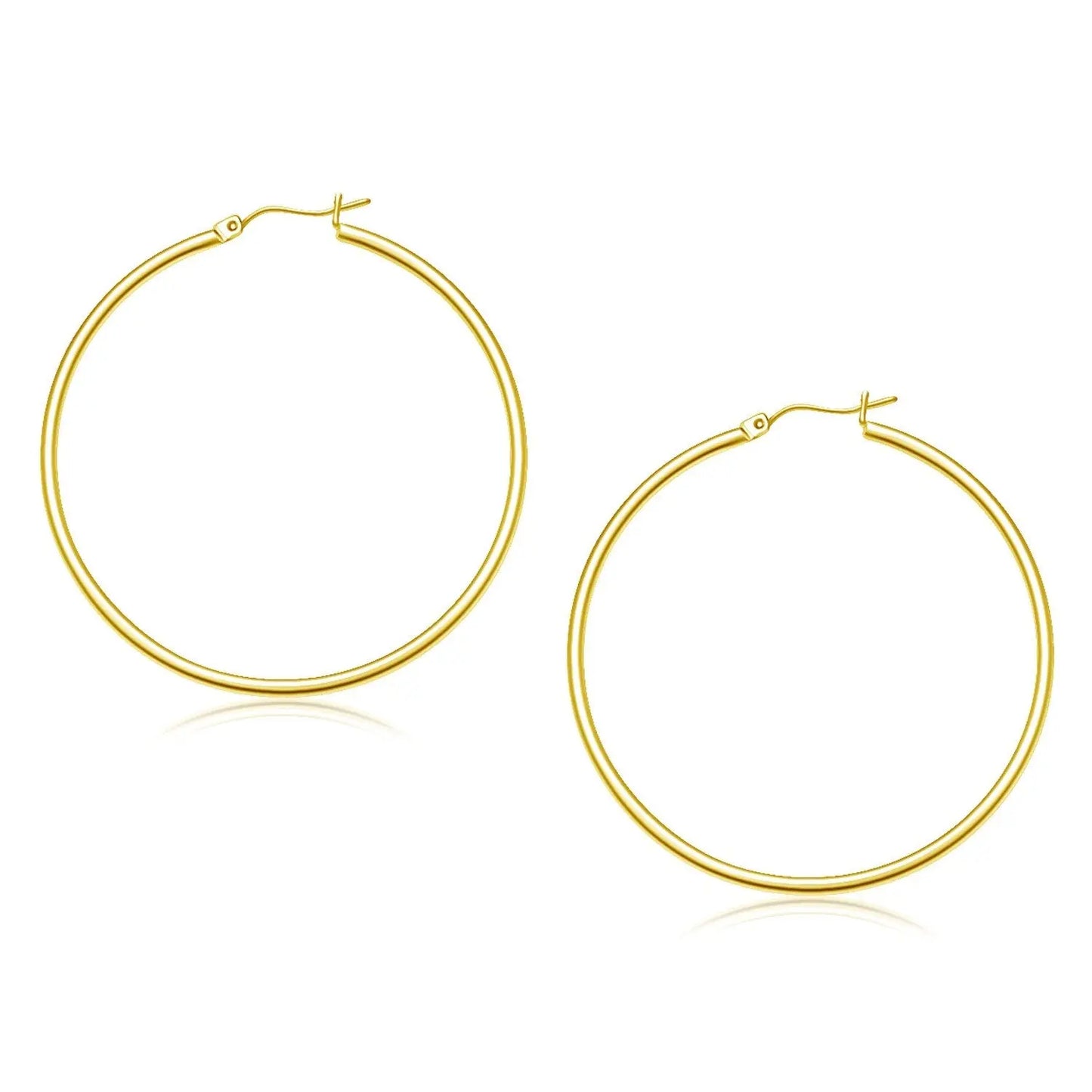 10k Yellow Gold Polished Hoop Earrings (2x45mm) RCJ Earrings CELESTIA LUXE JEWELLERS