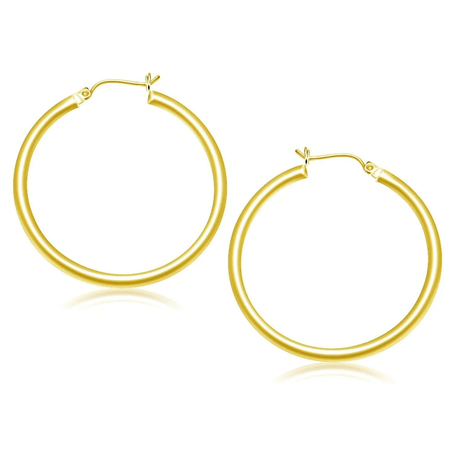 10k Yellow Gold Polished Hoop Earrings (3x40mm) RCJ Earrings CELESTIA LUXE JEWELLERS