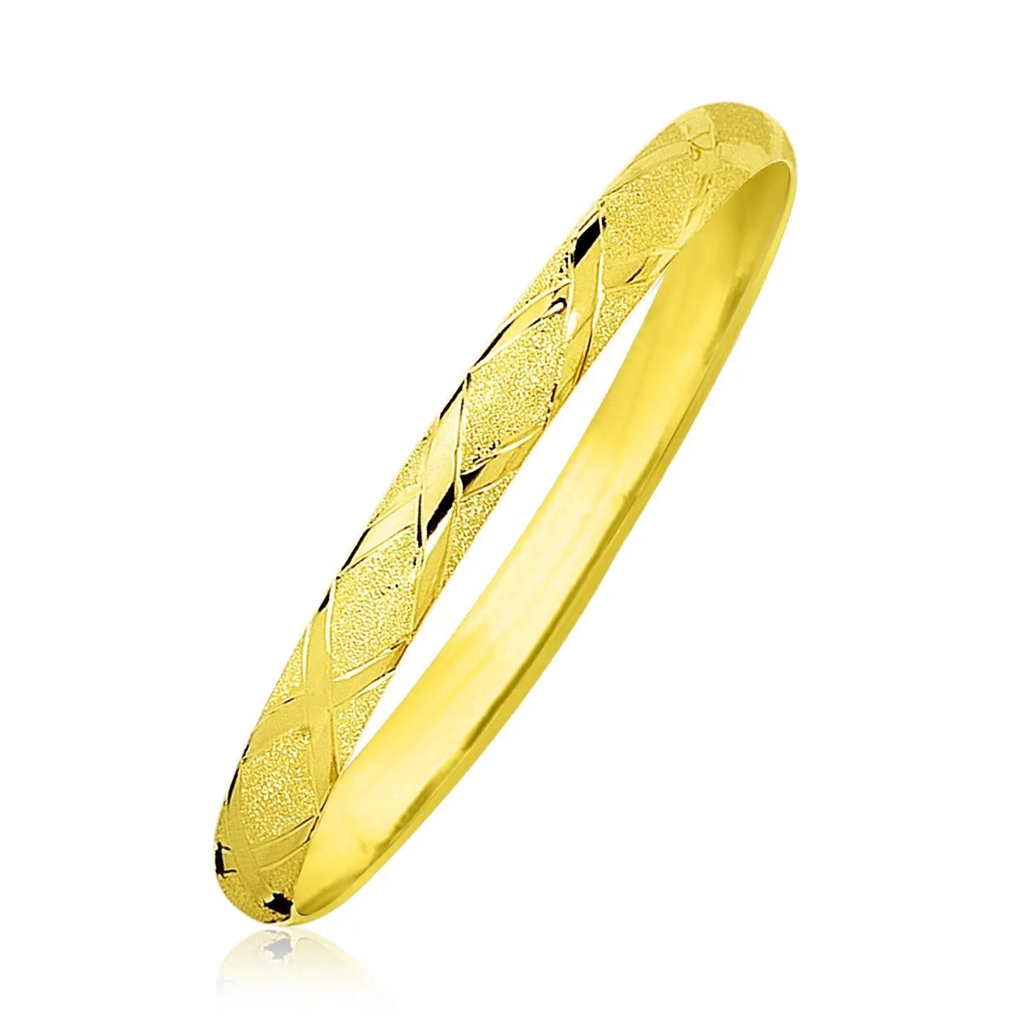 10k Yellow Gold Slender Diamond Pattern Textured Bangle (6.00 mm) RCJ Bangles CELESTIA LUXE JEWELLERS
