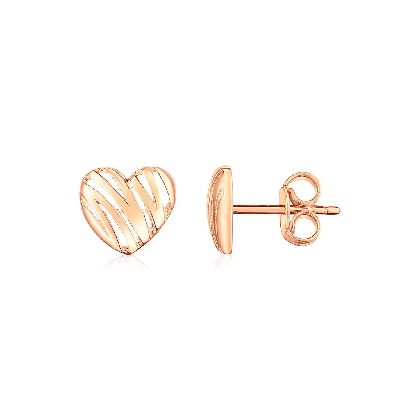 14K Rose Gold High Polish Scribble Heart Stud Earrings RCJ Earrings CELESTIA LUXE JEWELLERS