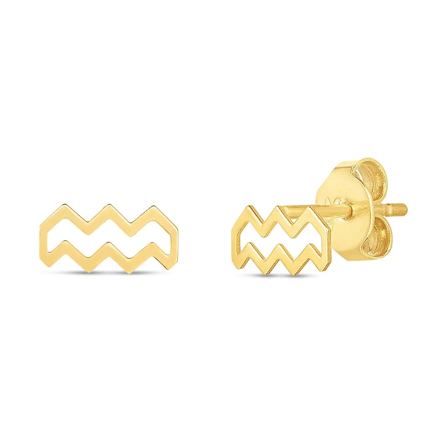 14K Yellow Gold Aquarius Stud Earrings RCJ Earrings CELESTIA LUXE JEWELLERS