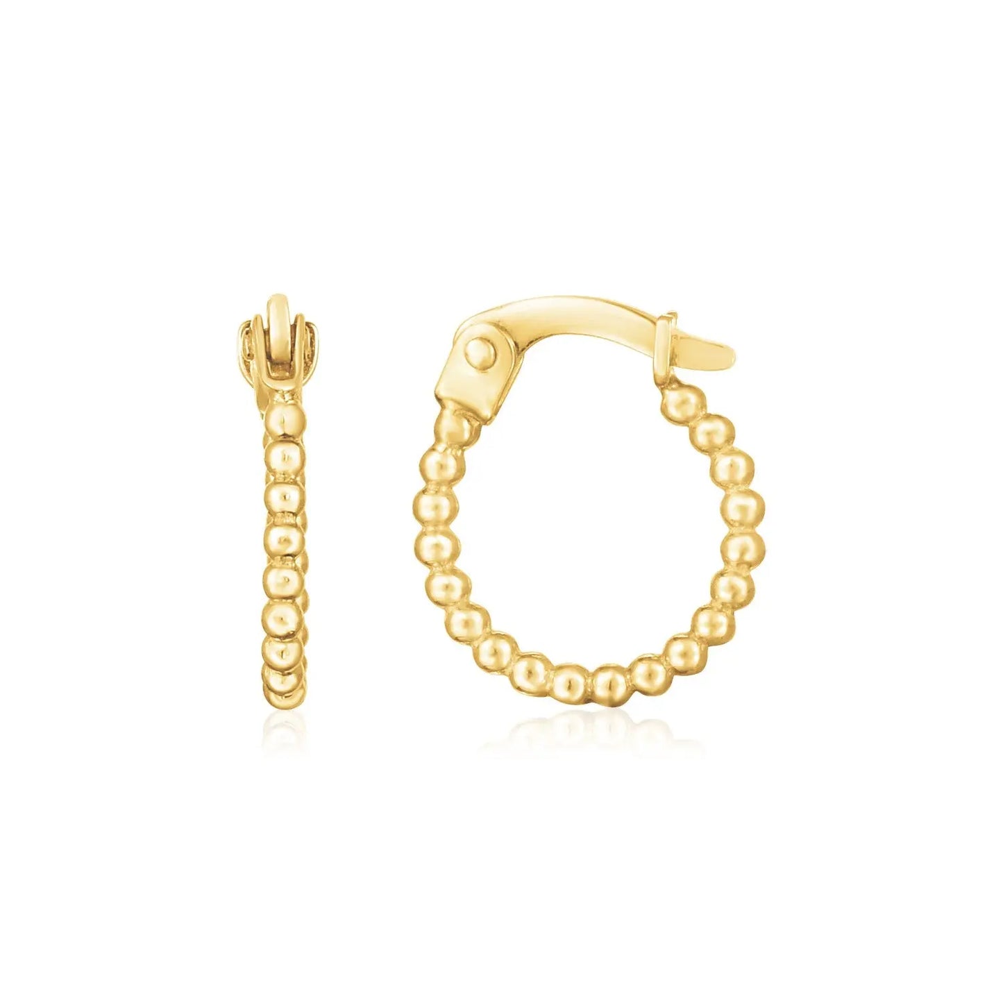 14K Yellow Gold Bead Hinged Hoop Earrings RCJ Earrings CELESTIA LUXE JEWELLERS