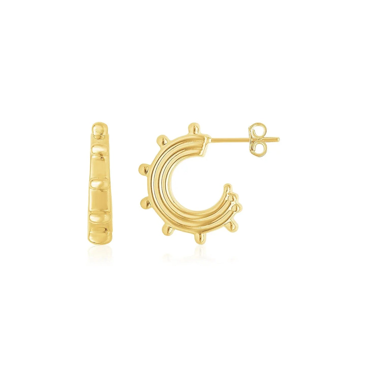 14K Yellow Gold Beaded Station Half Hoops RCJ Earrings CELESTIA LUXE JEWELLERS
