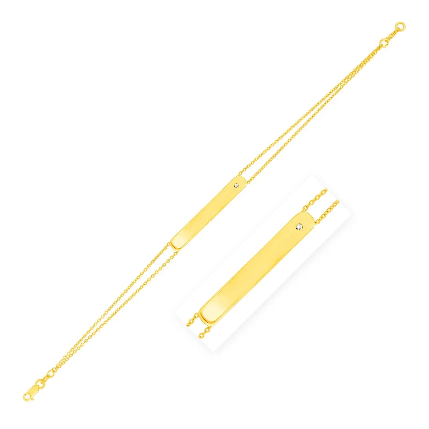 14K Yellow Gold Engravable Bar Bracelet with Diamond (1.10 mm) RCJ Bracelets CELESTIA LUXE JEWELLERS