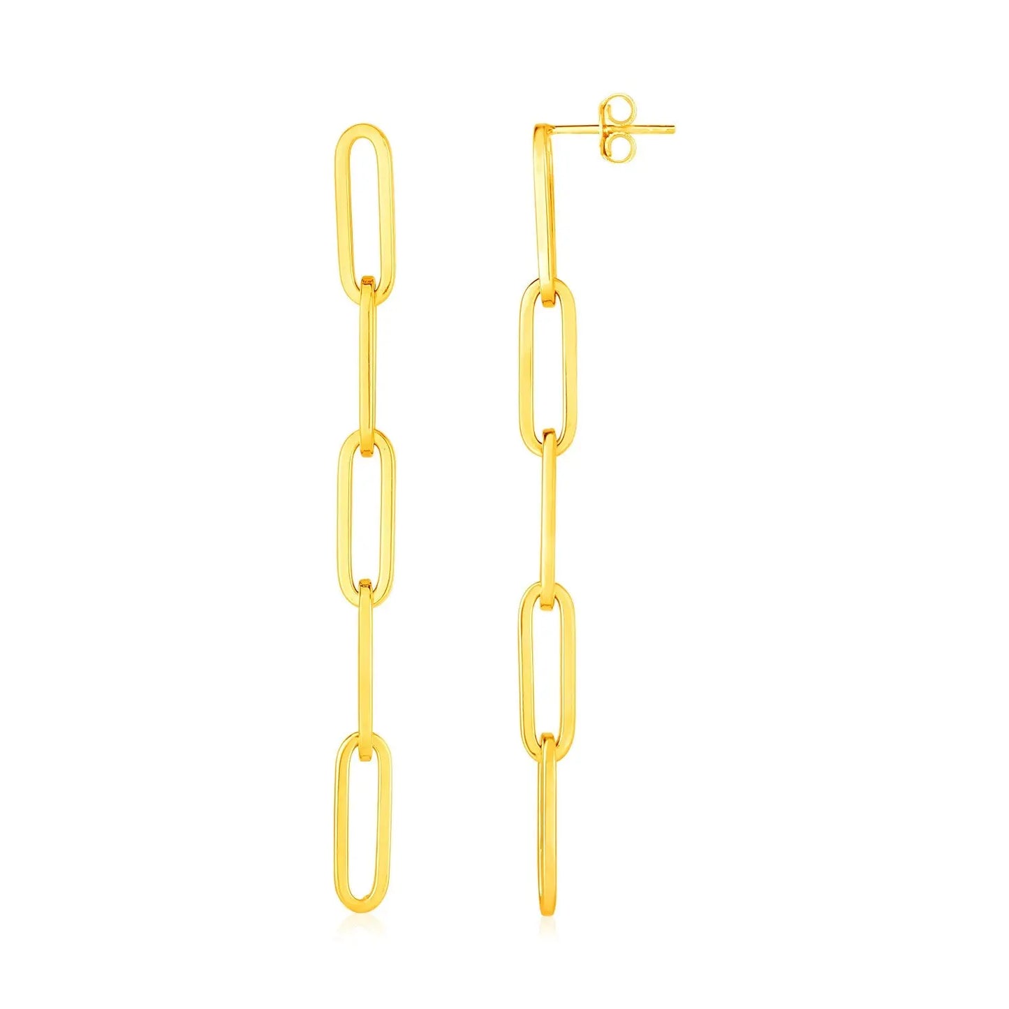14K Yellow Gold Five Link Paperclip Chain Earrings RCJ Earrings CELESTIA LUXE JEWELLERS