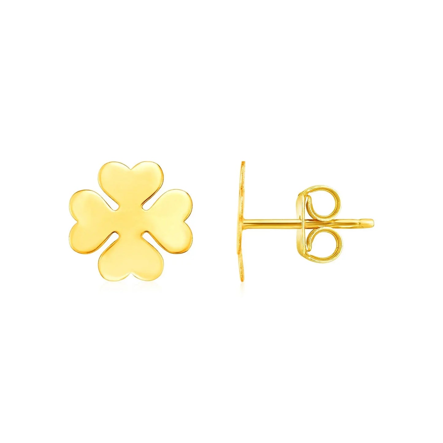 14K Yellow Gold Four Leaf Clover Earrings(10mm) RCJ Earrings CELESTIA LUXE JEWELLERS