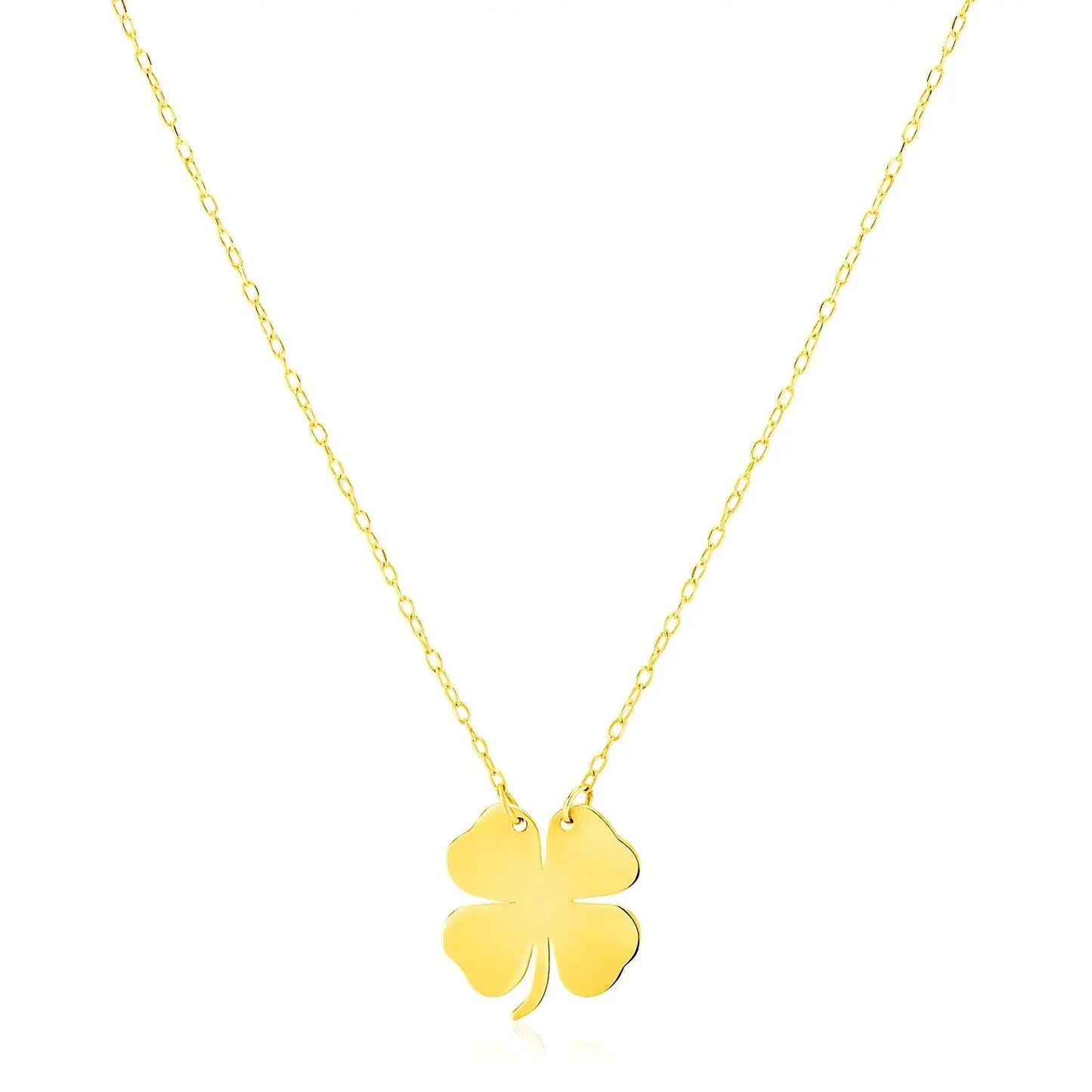 14K Yellow Gold Four Leaf Clover Necklace RCJ Necklaces CELESTIA LUXE JEWELLERS