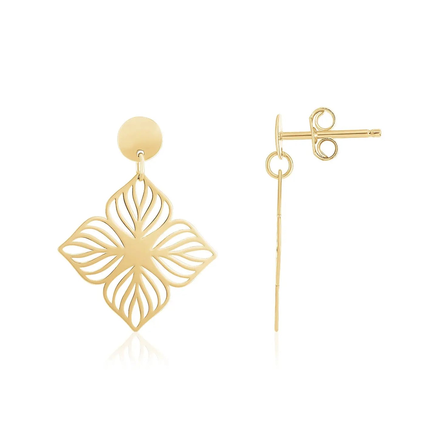 14K Yellow Gold High Polish Flower Cutout Earrings RCJ Earrings CELESTIA LUXE JEWELLERS