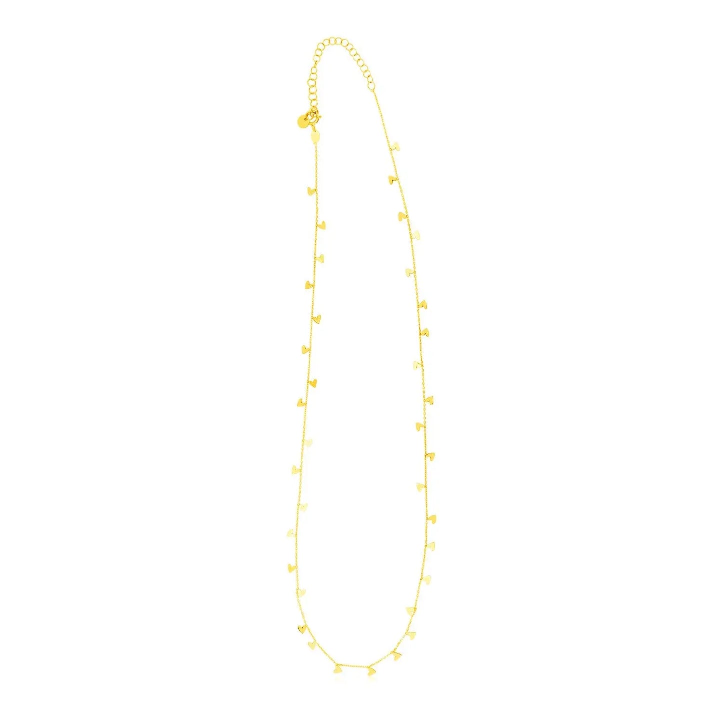 14K Yellow Gold Necklace with Dangling Hearts RCJ Necklaces CELESTIA LUXE JEWELLERS