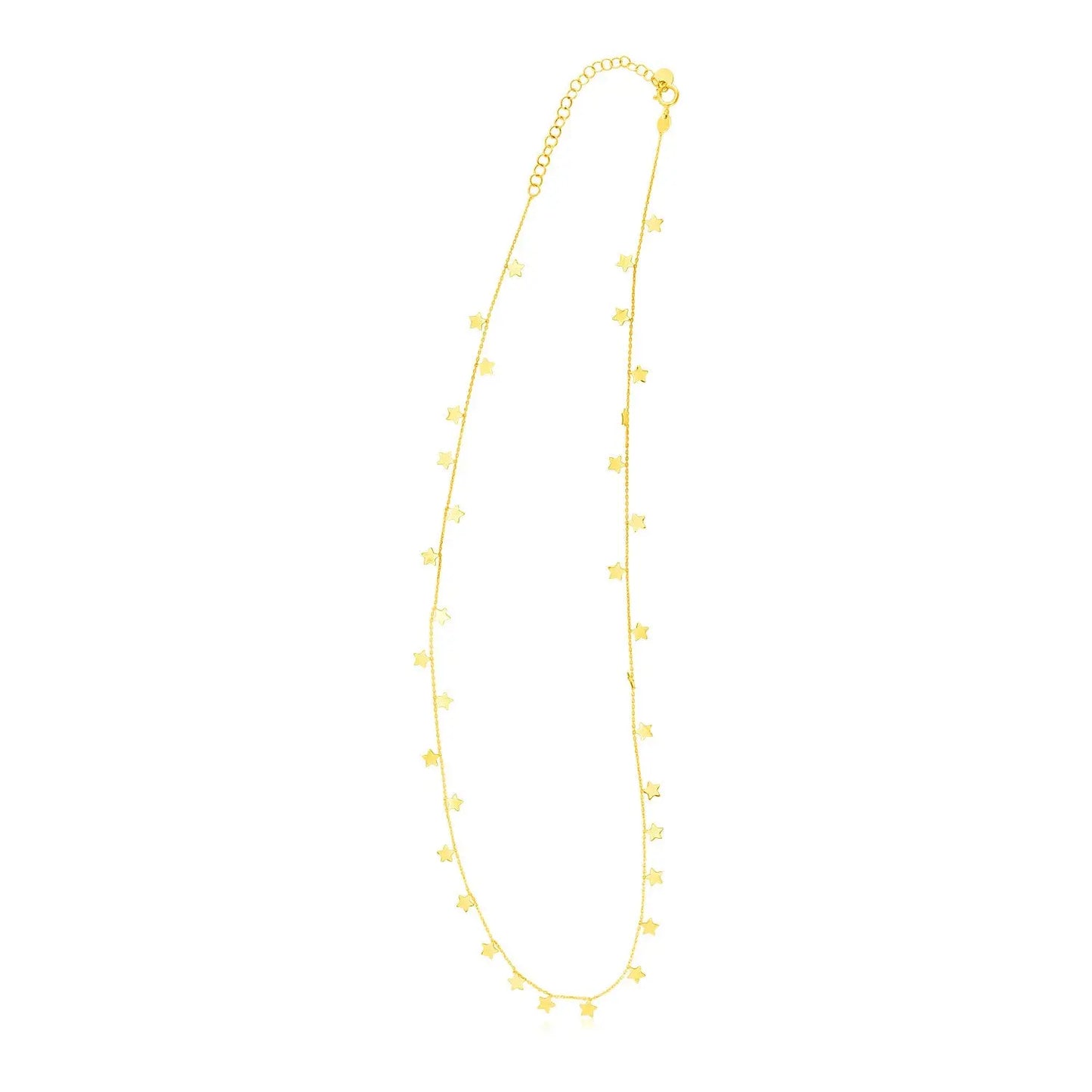 14K Yellow Gold Necklace with Dangling Stars RCJ Necklaces CELESTIA LUXE JEWELLERS