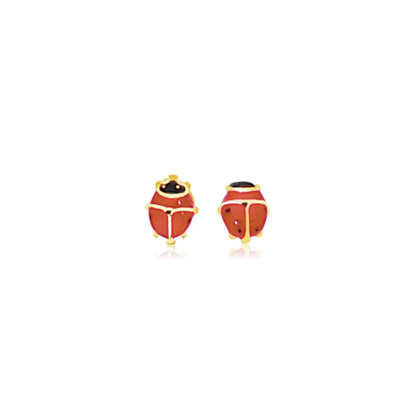 14K Yellow Gold Petite Enamel Lady Bug Stud Earrings RCJ Earrings CELESTIA LUXE JEWELLERS