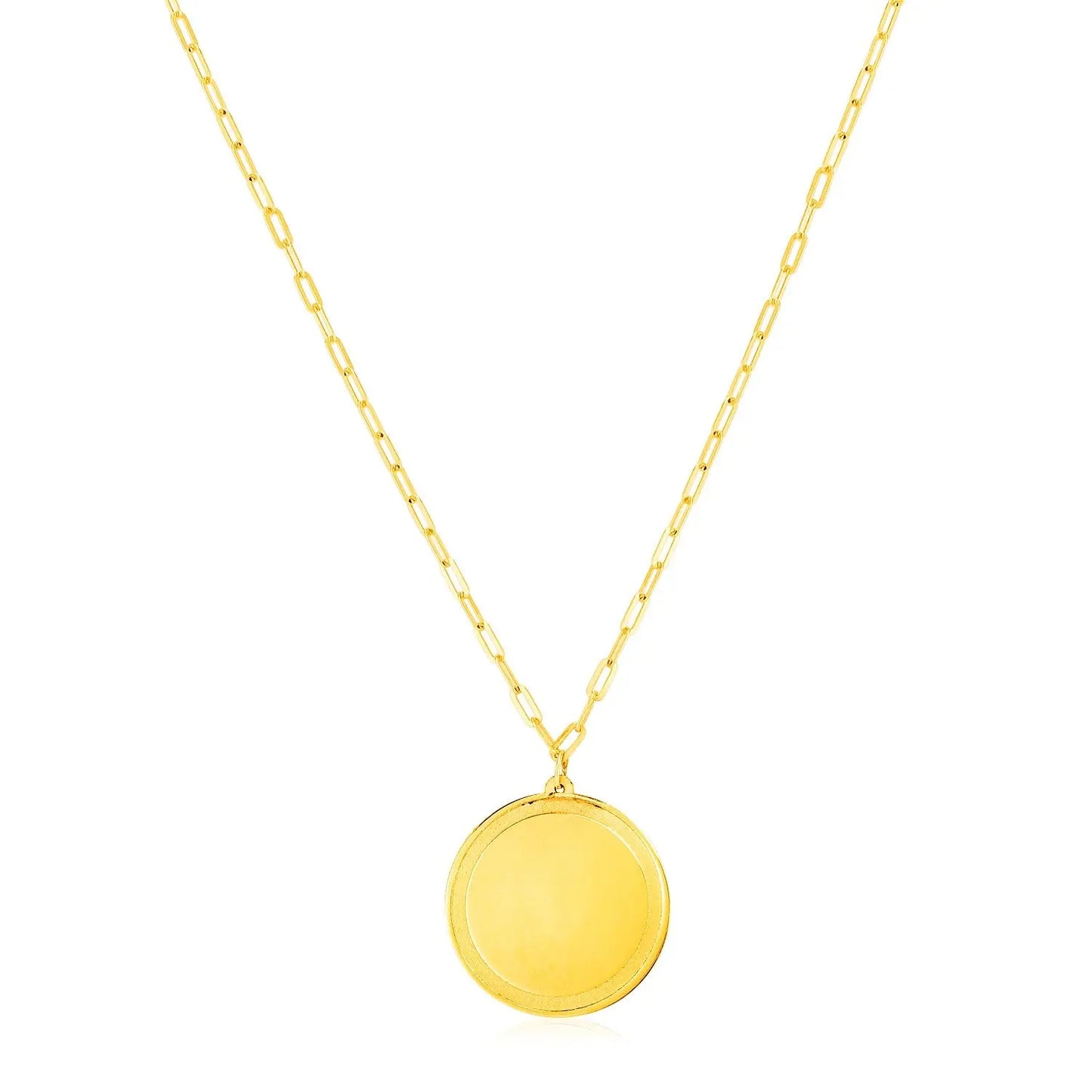 14K Yellow Gold Round Tag Necklace RCJ Necklaces CELESTIA LUXE JEWELLERS
