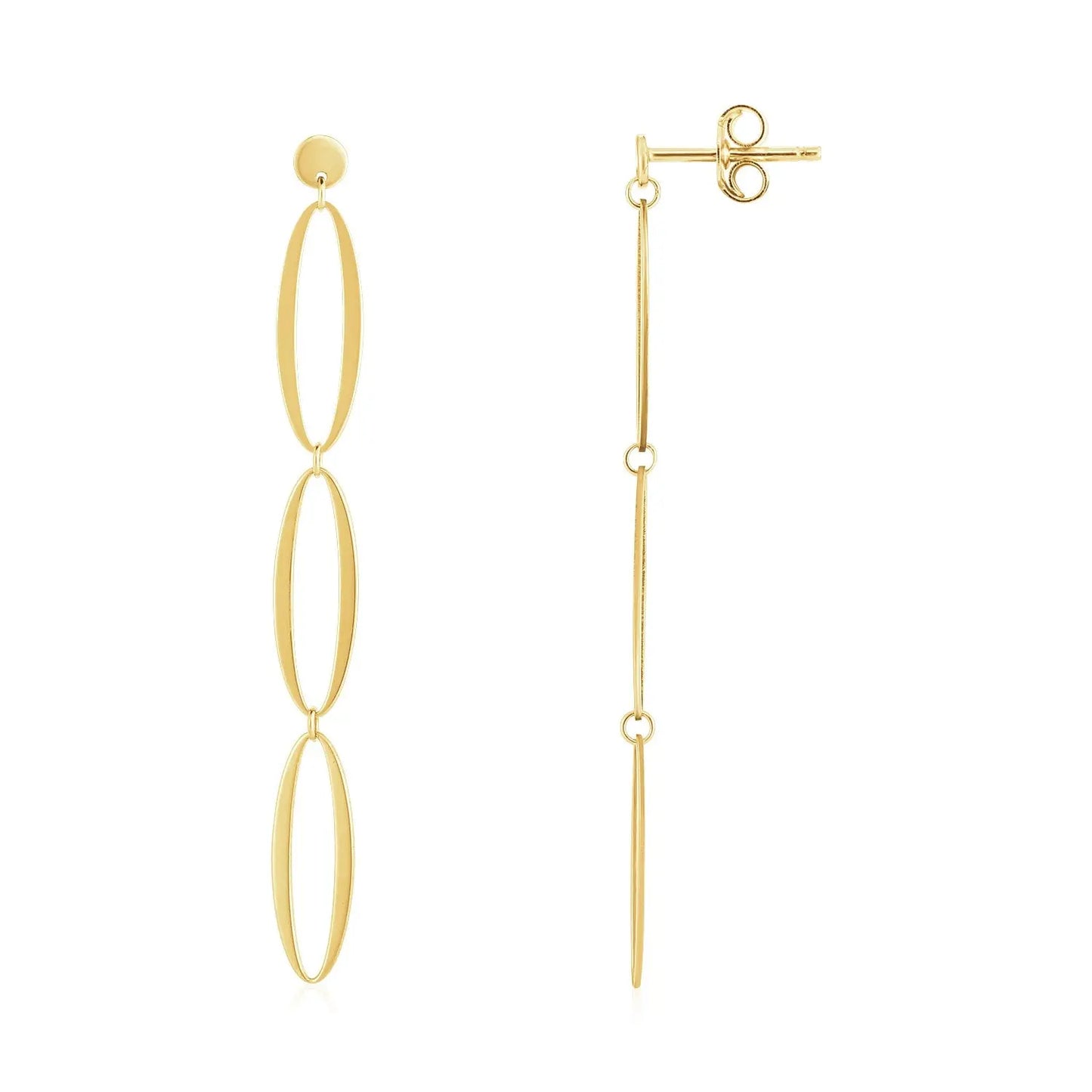 14K Yellow Gold Triple Oval Fancy Drop Earrings RCJ Earrings CELESTIA LUXE JEWELLERS