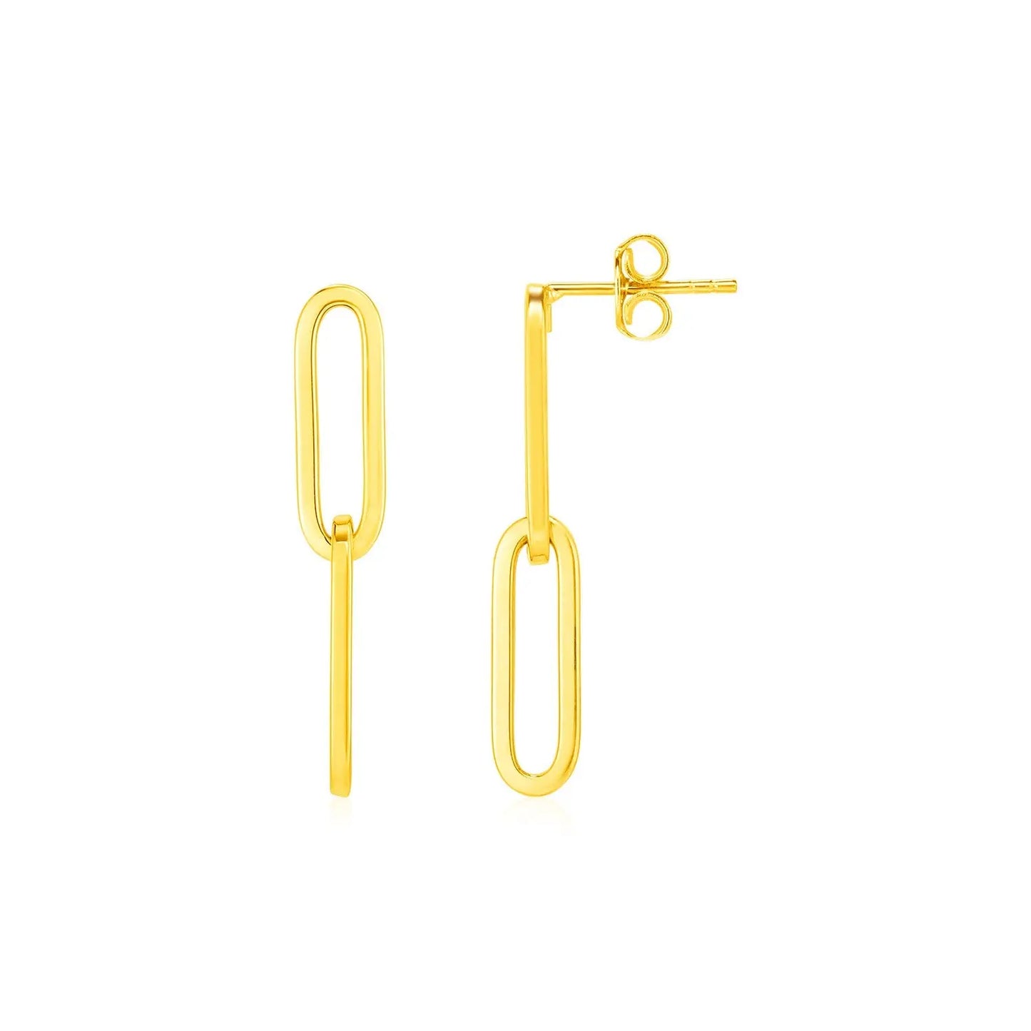 14K Yellow Gold Two Link Paperclip Chain Earrings RCJ Earrings CELESTIA LUXE JEWELLERS