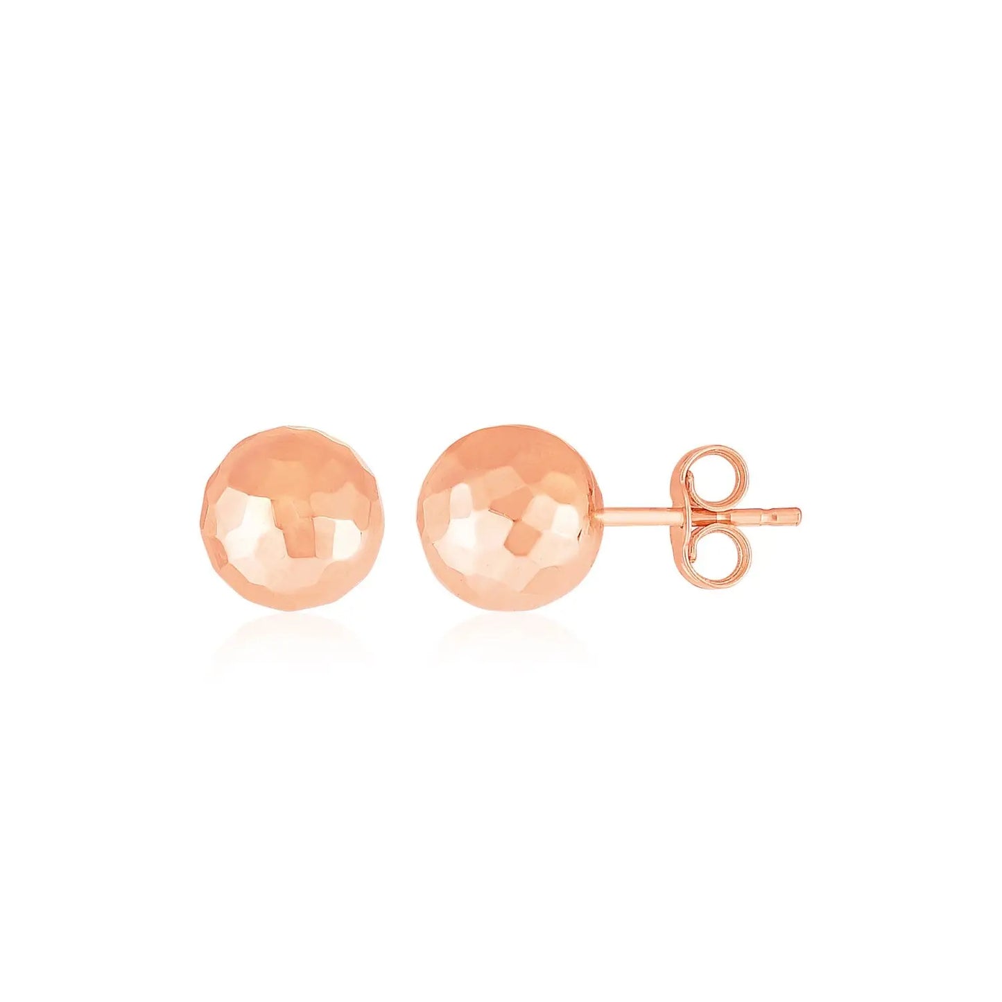 14k Rose Gold Ball Earrings with Faceted Texture(5mm) RCJ Earrings CELESTIA LUXE JEWELLERS