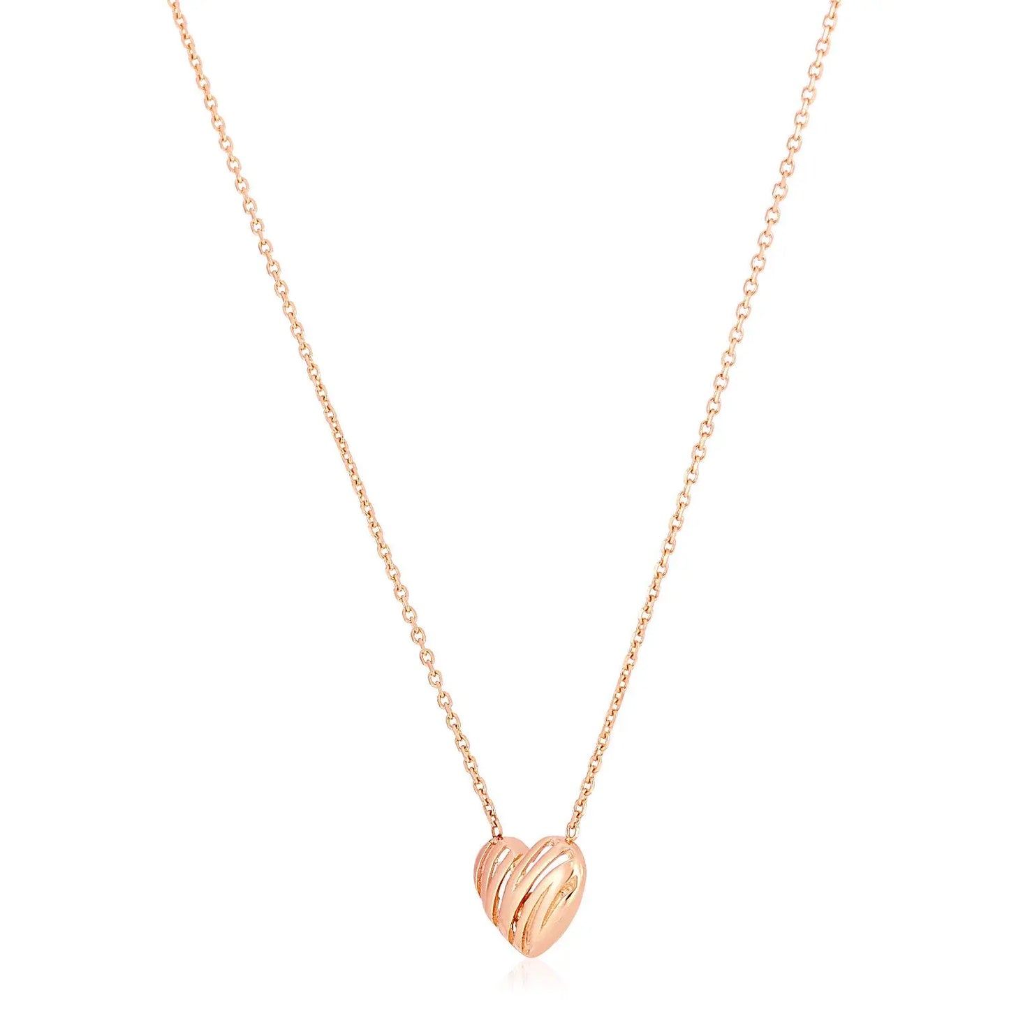 14k Rose Gold High Polish Scribbles Heart Necklace RCJ Necklaces CELESTIA LUXE JEWELLERS