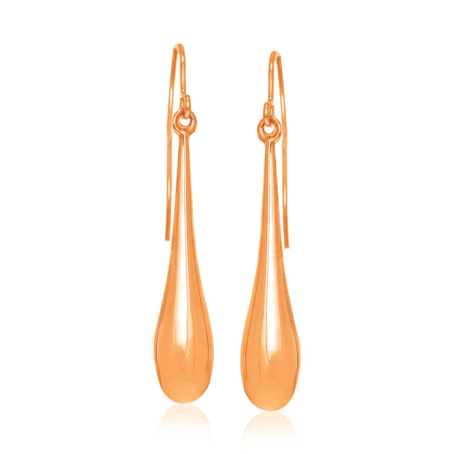 14k Rose Gold Long Polished Teardrop Dangling Earrings RCJ Earrings CELESTIA LUXE JEWELLERS