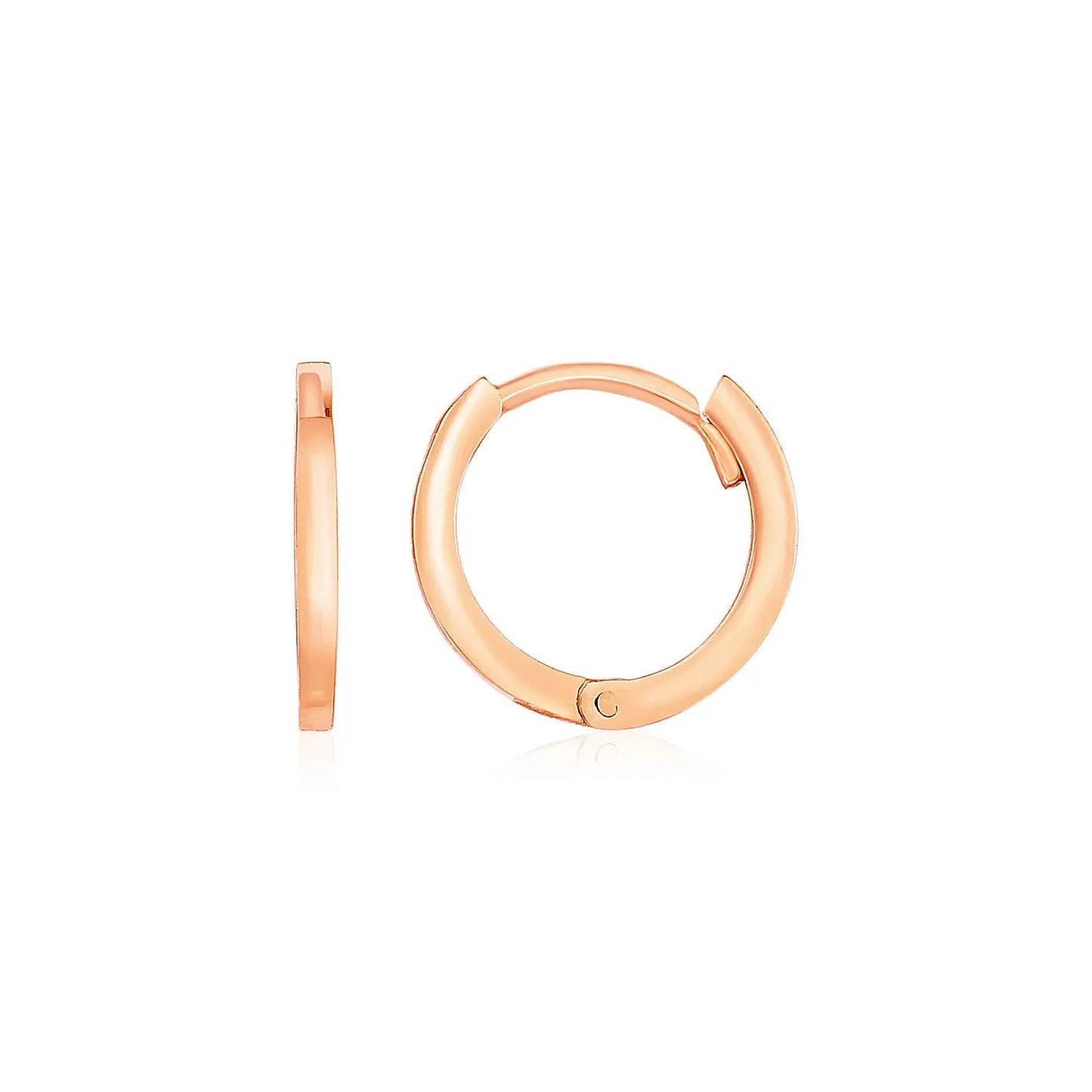 14k Rose Gold Petite Polished Round Hoop Earrings RCJ Earrings CELESTIA LUXE JEWELLERS