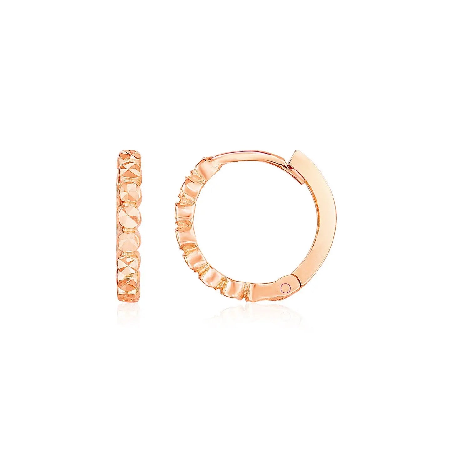 14k Rose Gold Petite Textured Round Hoop Earrings RCJ Earrings CELESTIA LUXE JEWELLERS