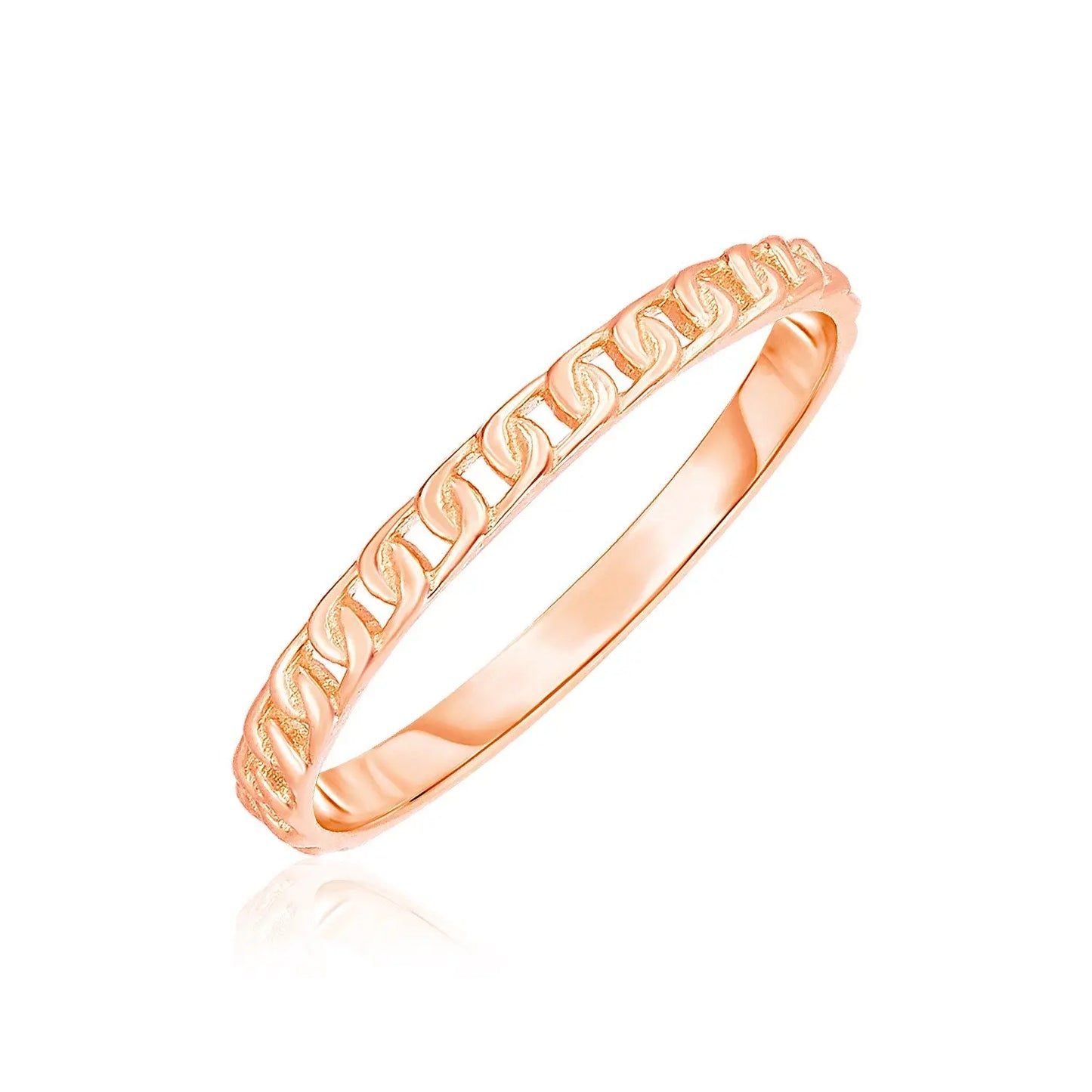 14k Rose Gold Ring with Bead Texture RCJ Rings CELESTIA LUXE JEWELLERS