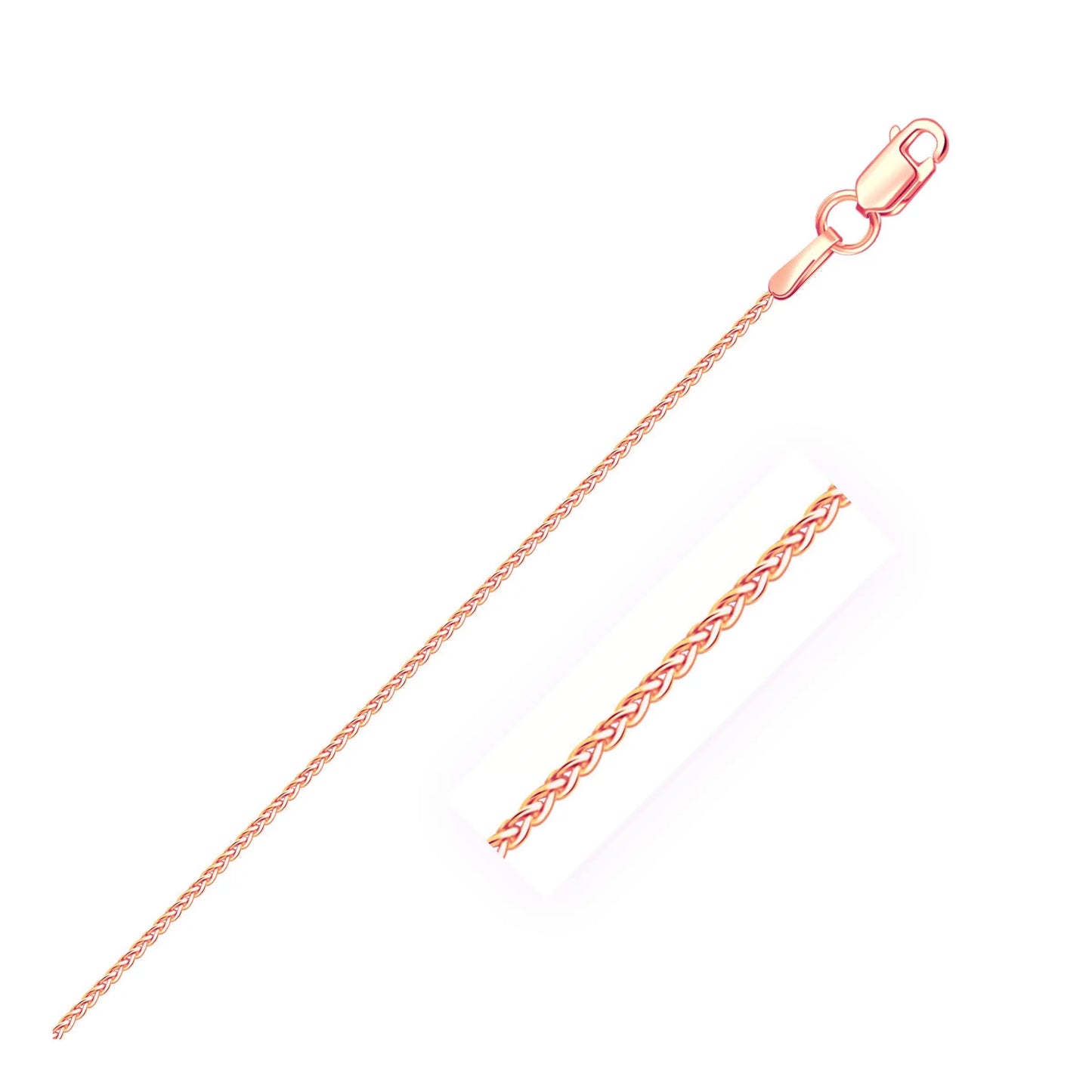 14k Rose Gold Round Wheat Chain (1.00 mm) RCJ Chains CELESTIA LUXE JEWELLERS