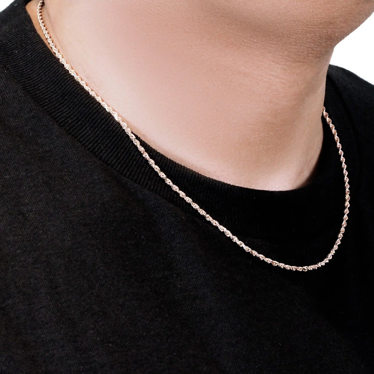 14k Rose Gold Solid Diamond Cut Rope Chain (2.30 mm) RCJ Chains CELESTIA LUXE JEWELLERS
