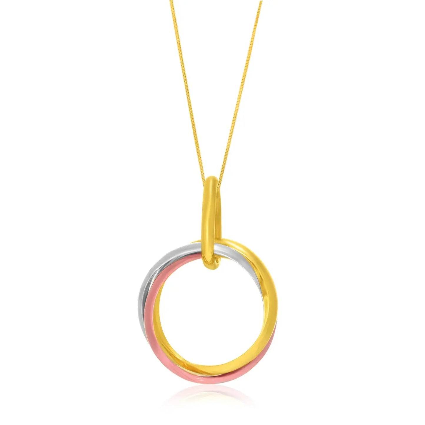 14k Tri-Color Gold Open Interlaced Ring Pendant RCJ Pendants CELESTIA LUXE JEWELLERS
