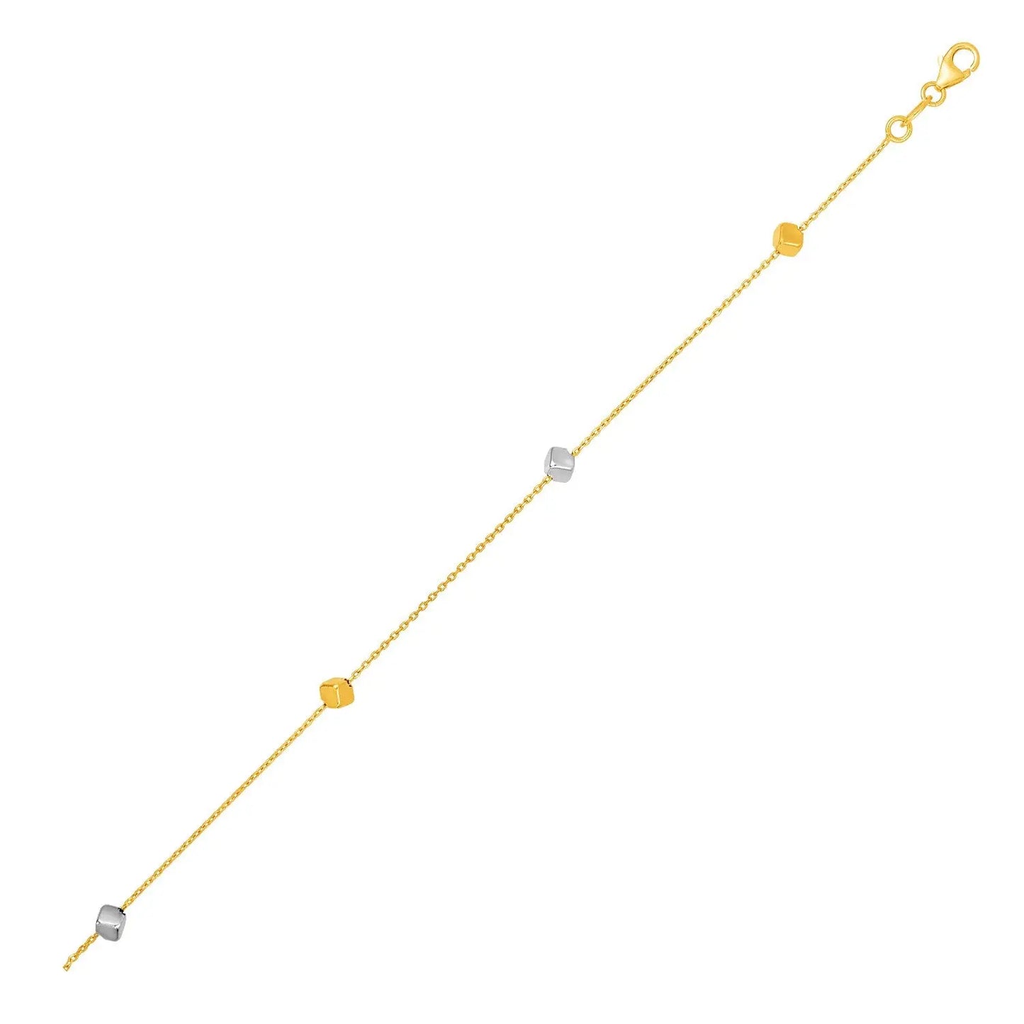 14k Two Tone Gold Bracelet with Polished Cubes RCJ Bracelets CELESTIA LUXE JEWELLERS