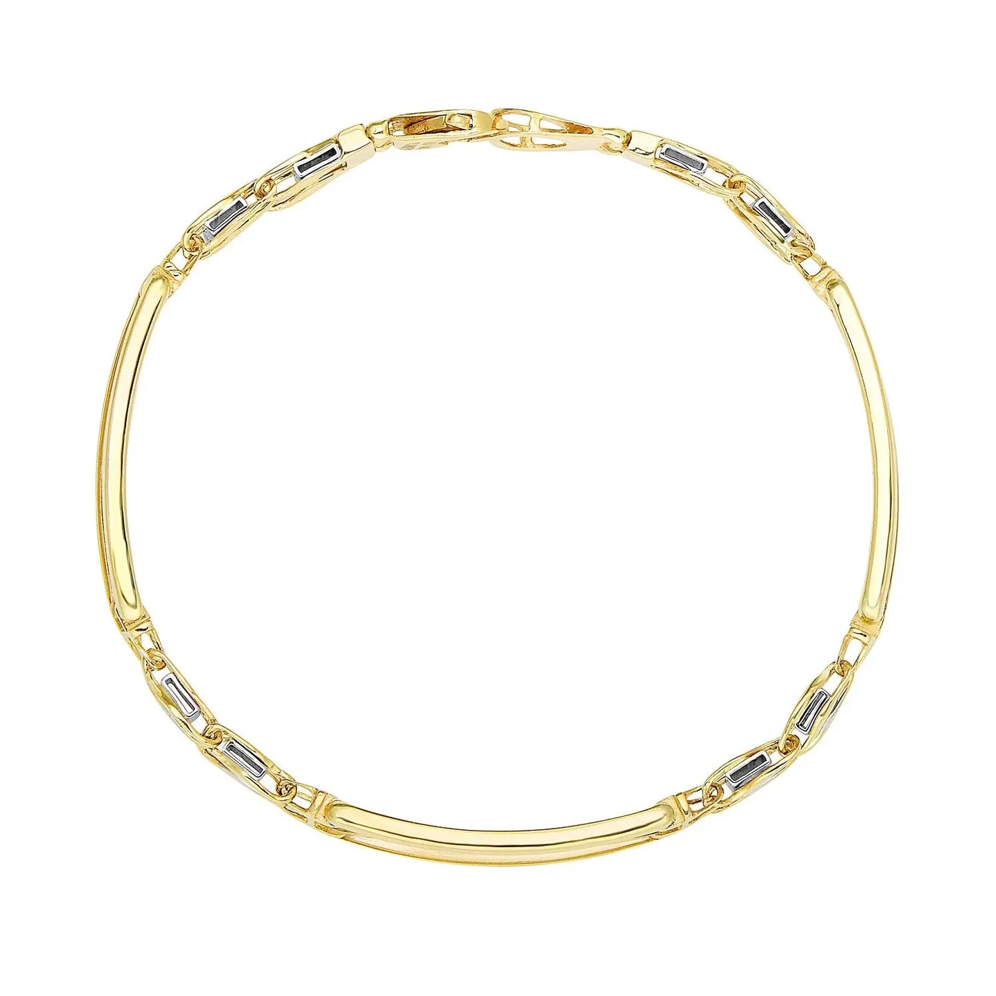 14k Two-Tone Gold Fancy Bar Style Mens Bracelet with Curved Connectors (9.65 mm) RCJ Bracelets CELESTIA LUXE JEWELLERS