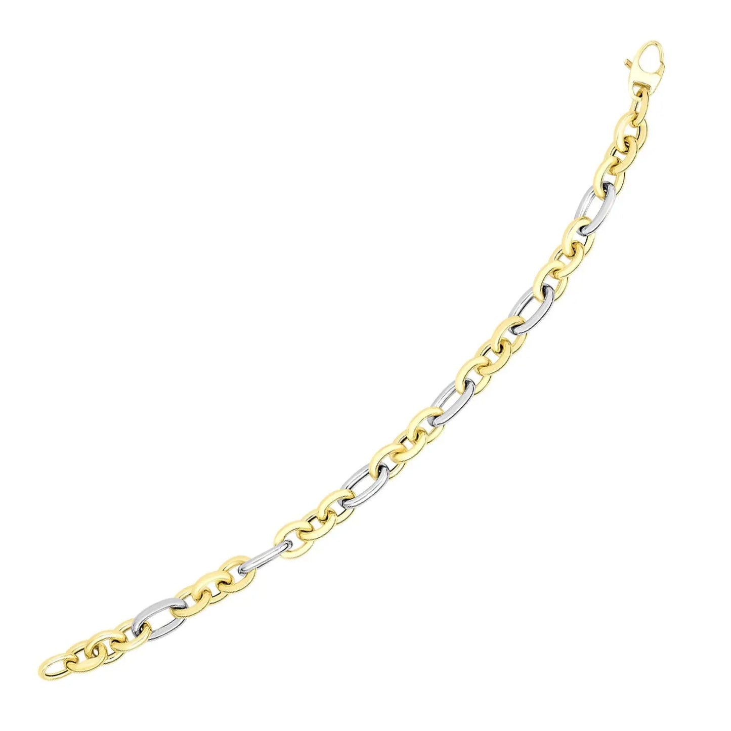 14k Two-Tone Gold Long and Short Style Oval Link Bracelet (7.50 mm) RCJ Bracelets CELESTIA LUXE JEWELLERS