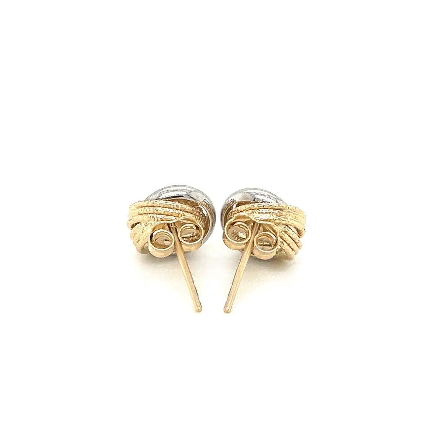 14k Two-Tone Gold Multi-Textured Open Circle Style Entwined Earrings RCJ Earrings CELESTIA LUXE JEWELLERS