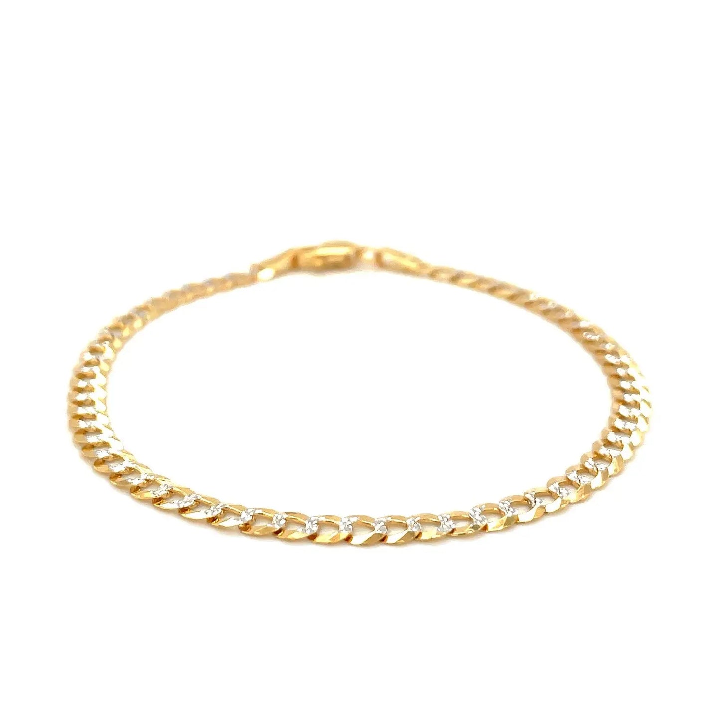 14k Two Tone Gold Pave Curb Bracelet (3.60 mm) RCJ Bracelets CELESTIA LUXE JEWELLERS