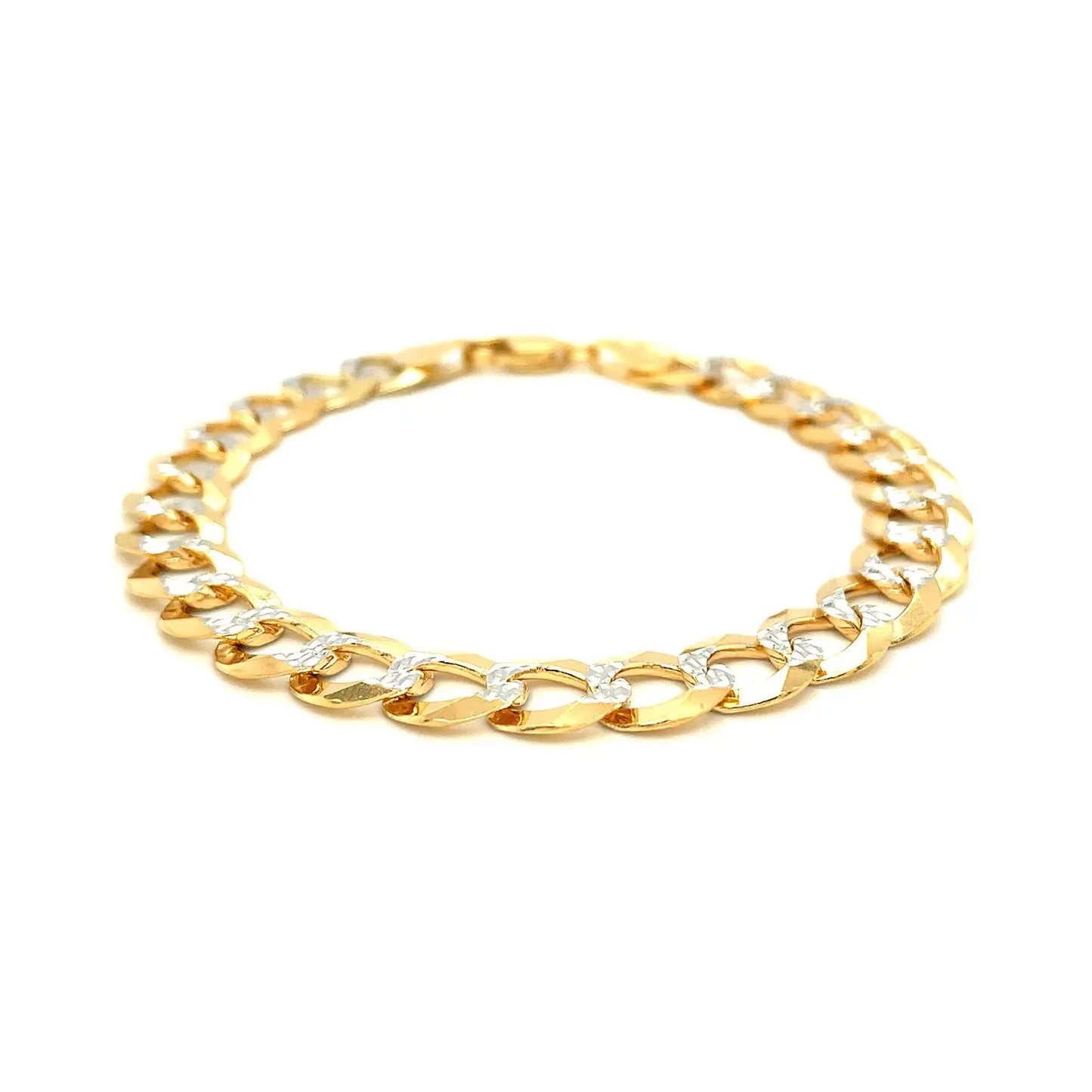 14k Two Tone Gold Pave Curb Bracelet (9.70 mm) RCJ Bracelets CELESTIA LUXE JEWELLERS