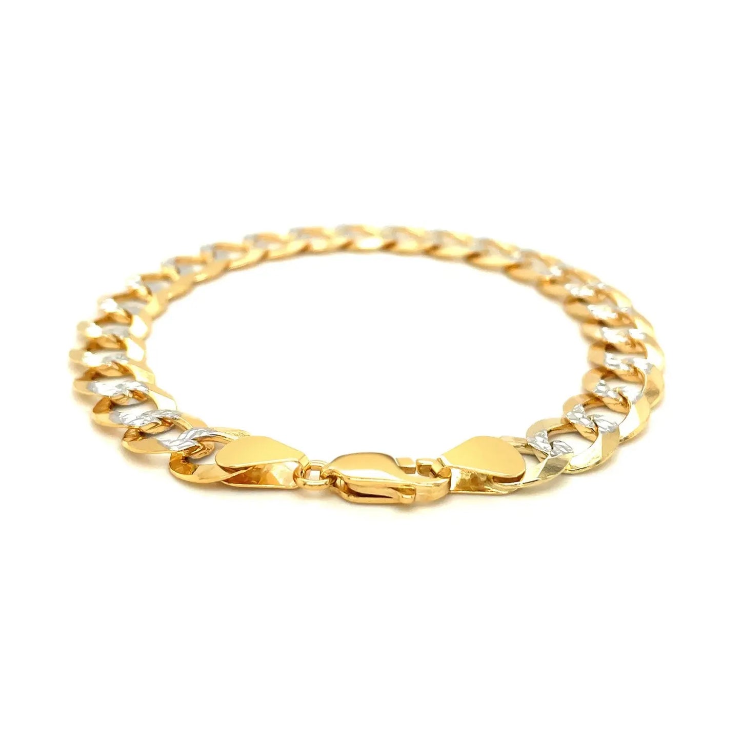 14k Two Tone Gold Pave Curb Bracelet (9.70 mm) RCJ Bracelets CELESTIA LUXE JEWELLERS