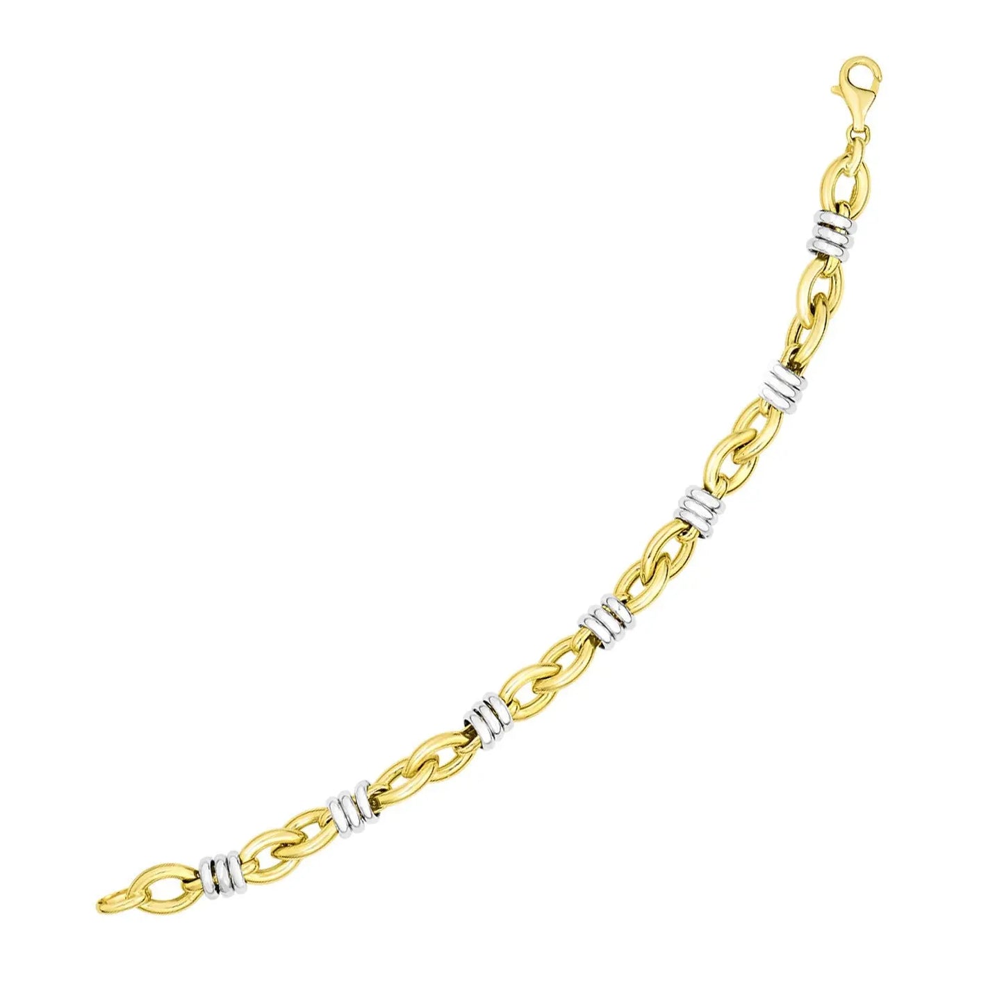 14k Two-Tone Gold Ring-Wrapped Marquis Shape Link Bracelet (8.85 mm) RCJ Bracelets CELESTIA LUXE JEWELLERS