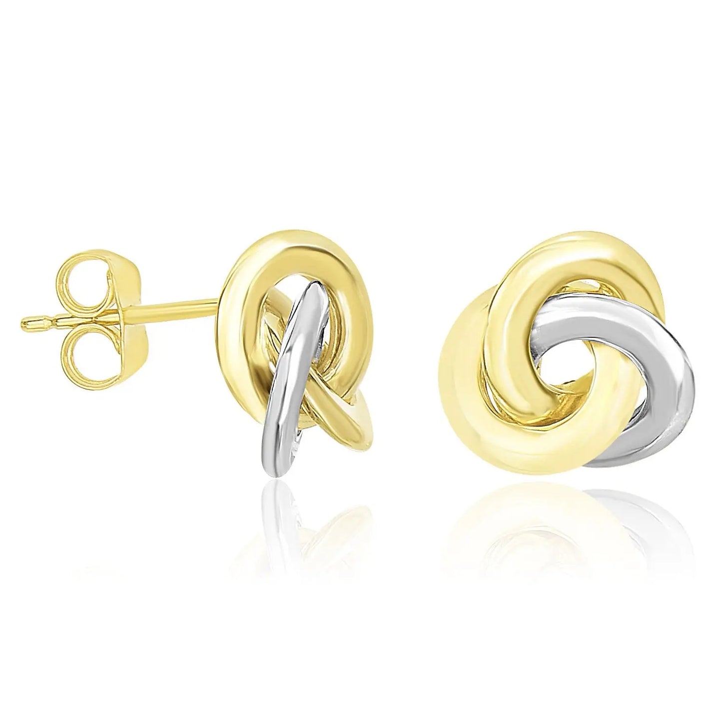 14k Two-Tone Gold Shiny Intertwined Open Circle Earrings RCJ Earrings CELESTIA LUXE JEWELLERS
