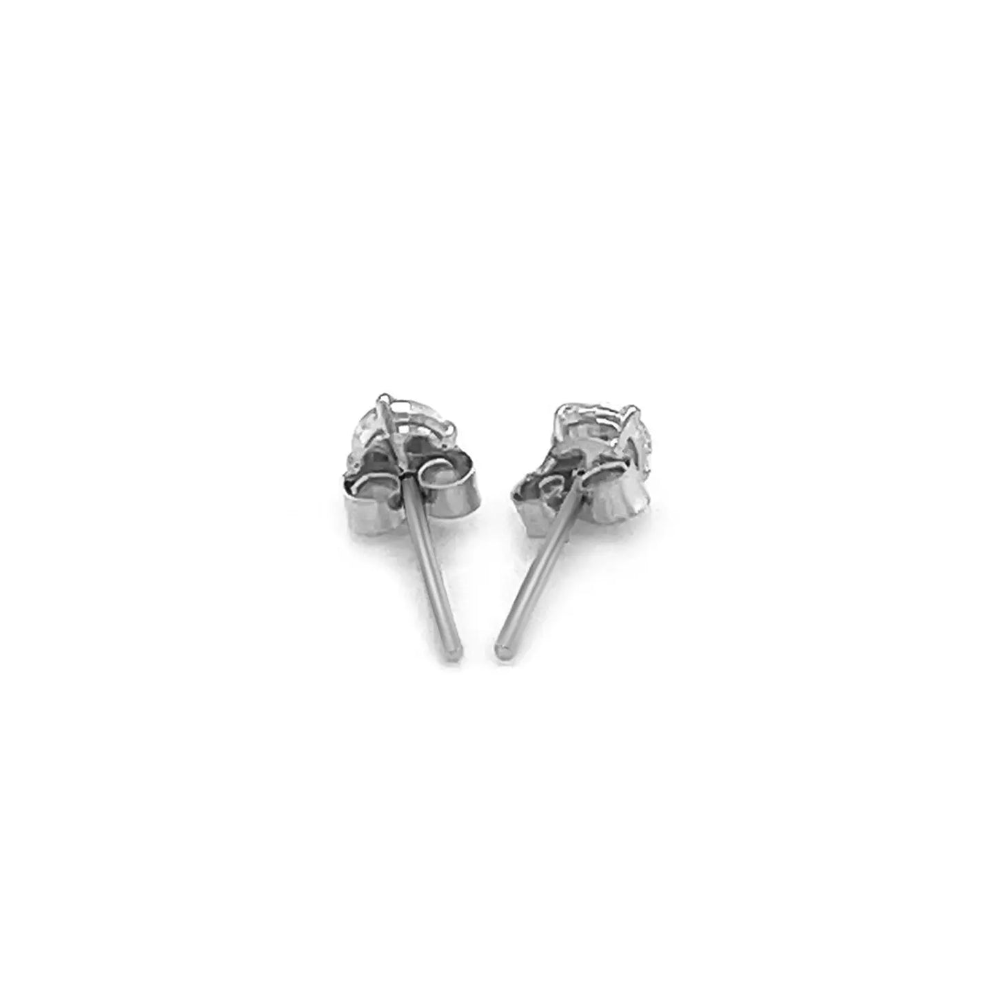 14k White Gold 3mm Faceted White Cubic Zirconia Stud Earrings RCJ Earrings CELESTIA LUXE JEWELLERS