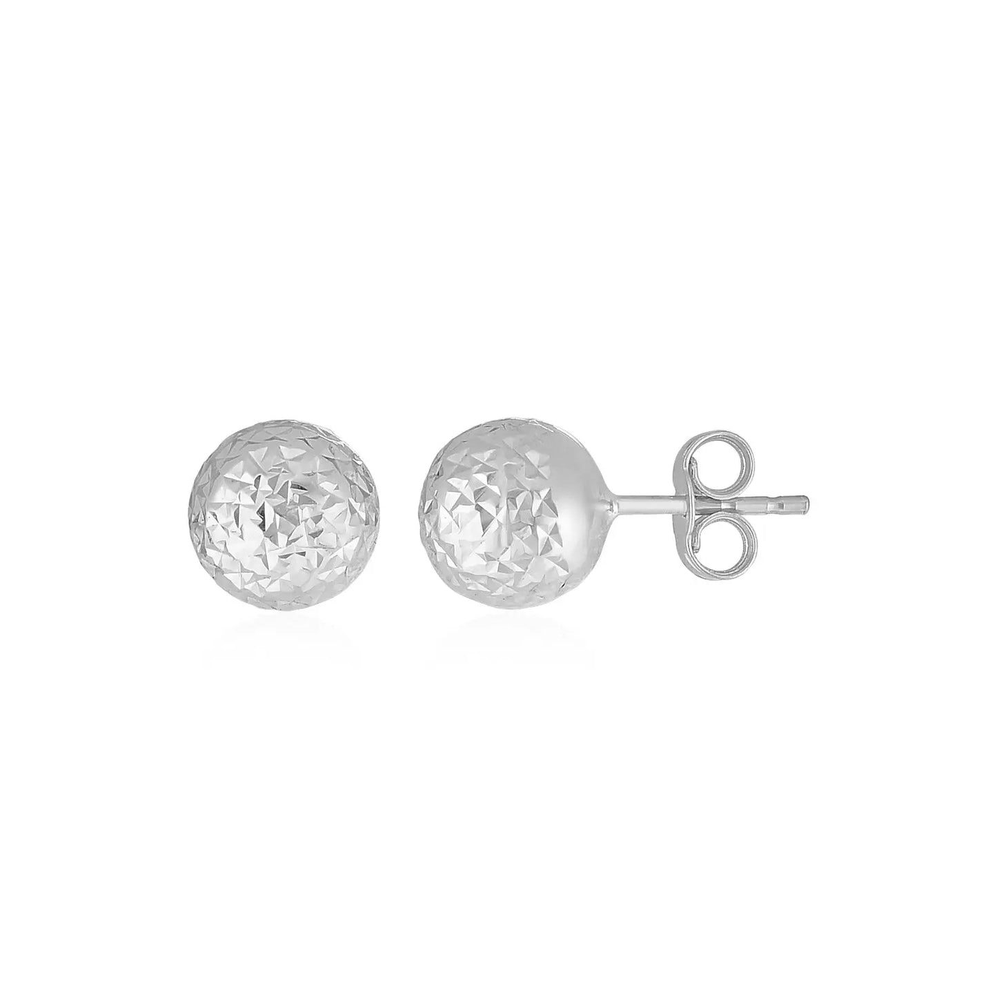 14k White Gold Ball Earrings with Crystal Cut Texture(5mm) RCJ Earrings CELESTIA LUXE JEWELLERS