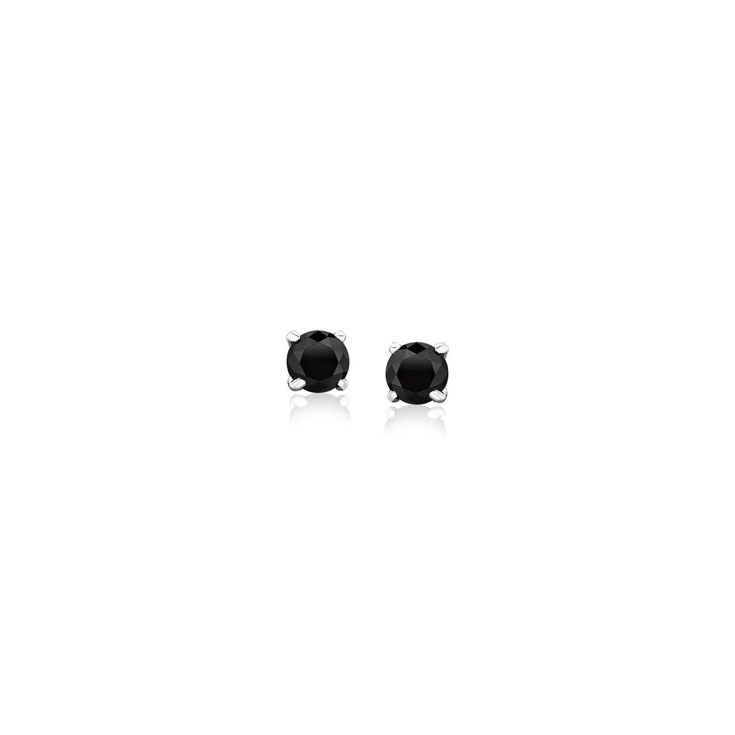 14k White Gold Black 3mm Faceted Cubic Zirconia Stud Earrings RCJ Earrings CELESTIA LUXE JEWELLERS
