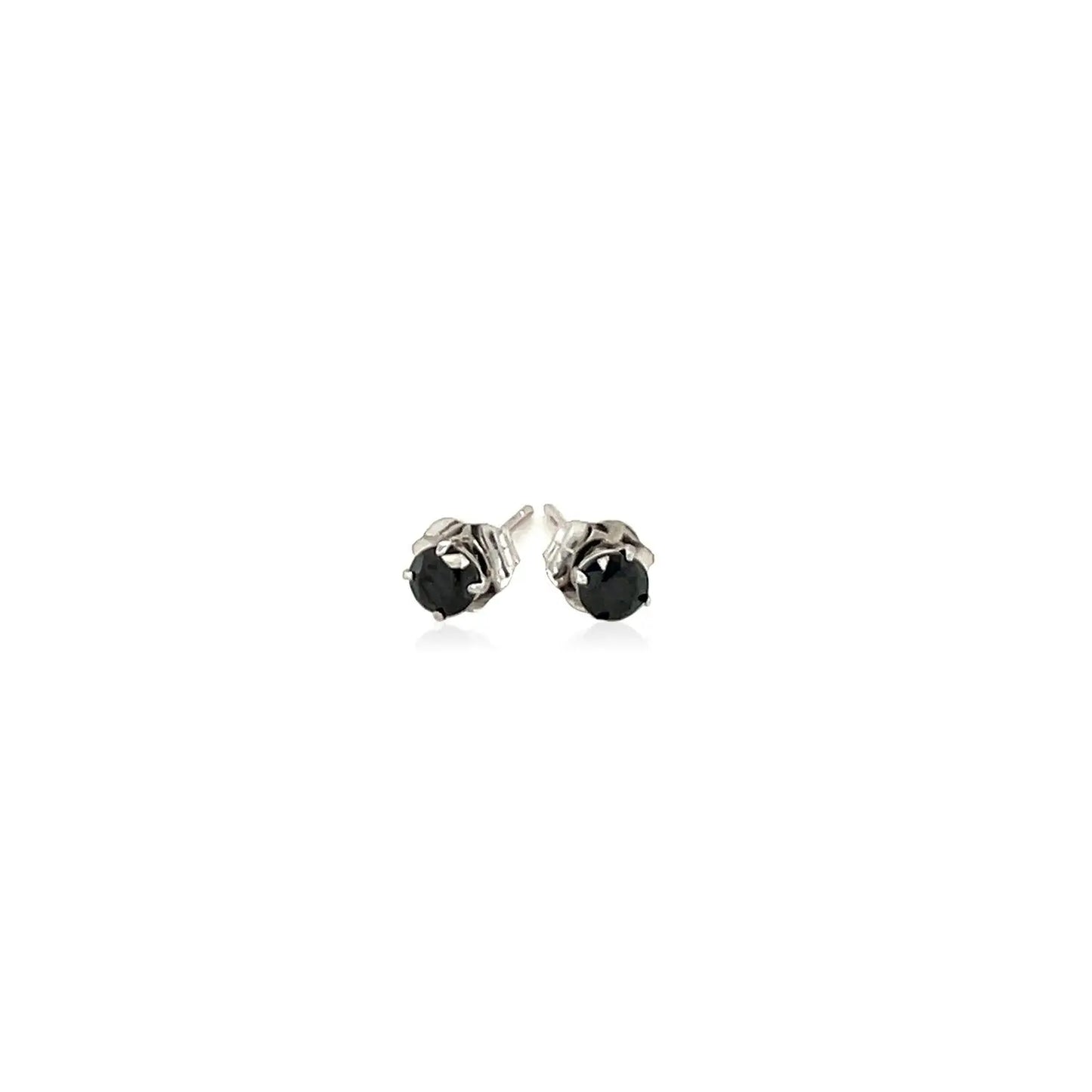 14k White Gold Black 3mm Faceted Cubic Zirconia Stud Earrings RCJ Earrings CELESTIA LUXE JEWELLERS